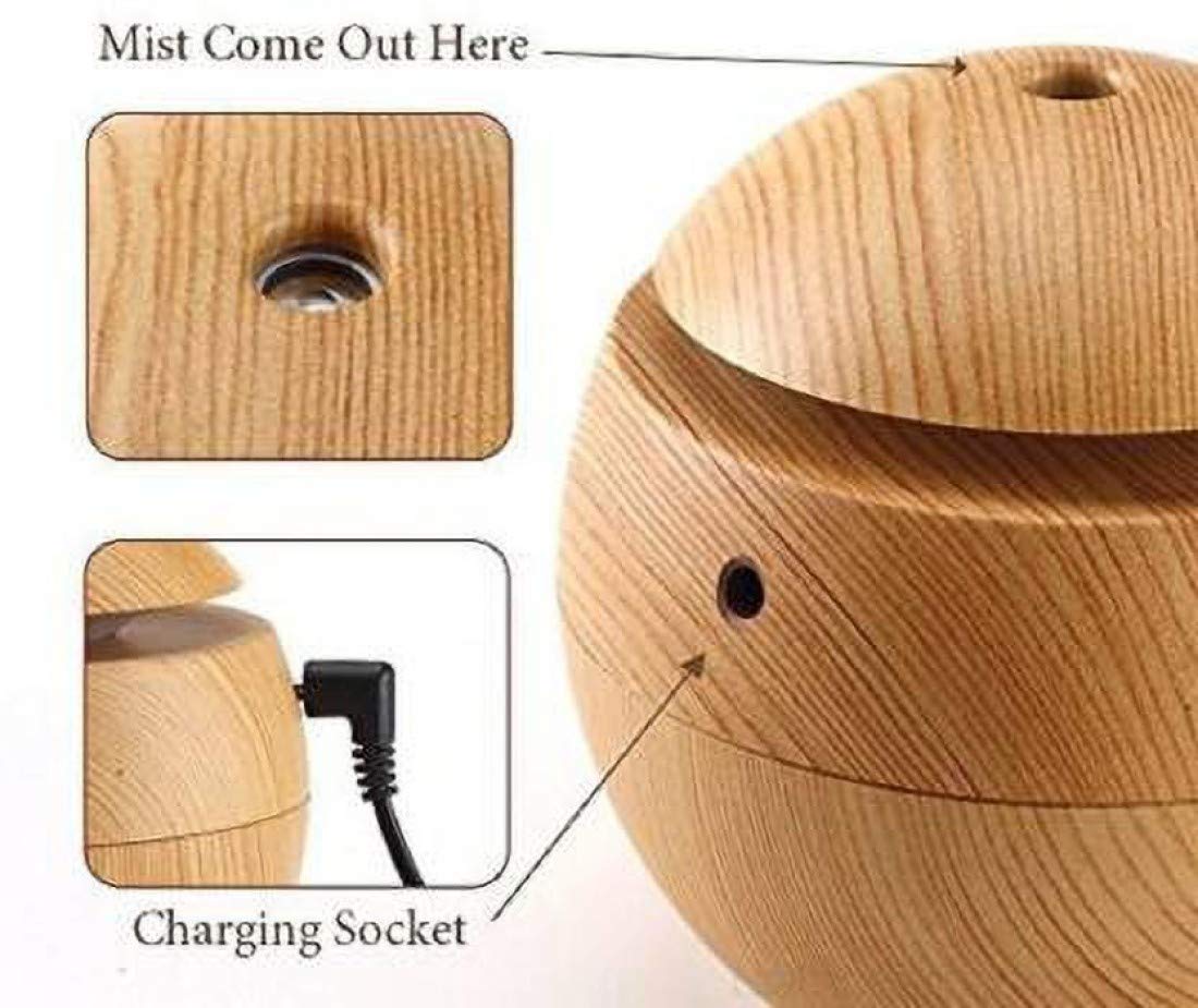 Wood Cool Mist Ultrasonic Humidifier & Essential Oil Diffuser with Colorful LED Lights - Auto Shut-Off for Home, Office, Car, and Travel - Perfect for Dry Air Relief, Aromatherapy, and Better Sleep