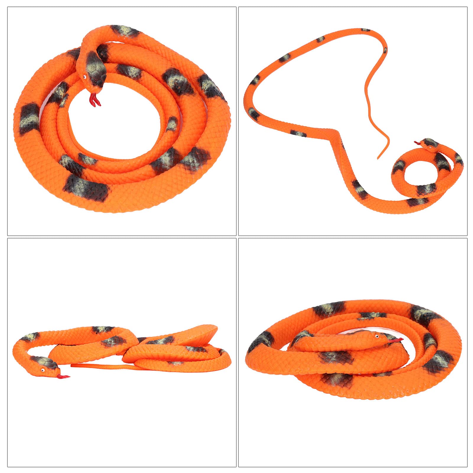 Realistic Fake Rubber Snake Toy - 51.2 Inch Large Orange Prank Snake for Scaring Birds & Practical Jokes | Outdoor Garden Pest Deterrent & Halloween Party Decoration
