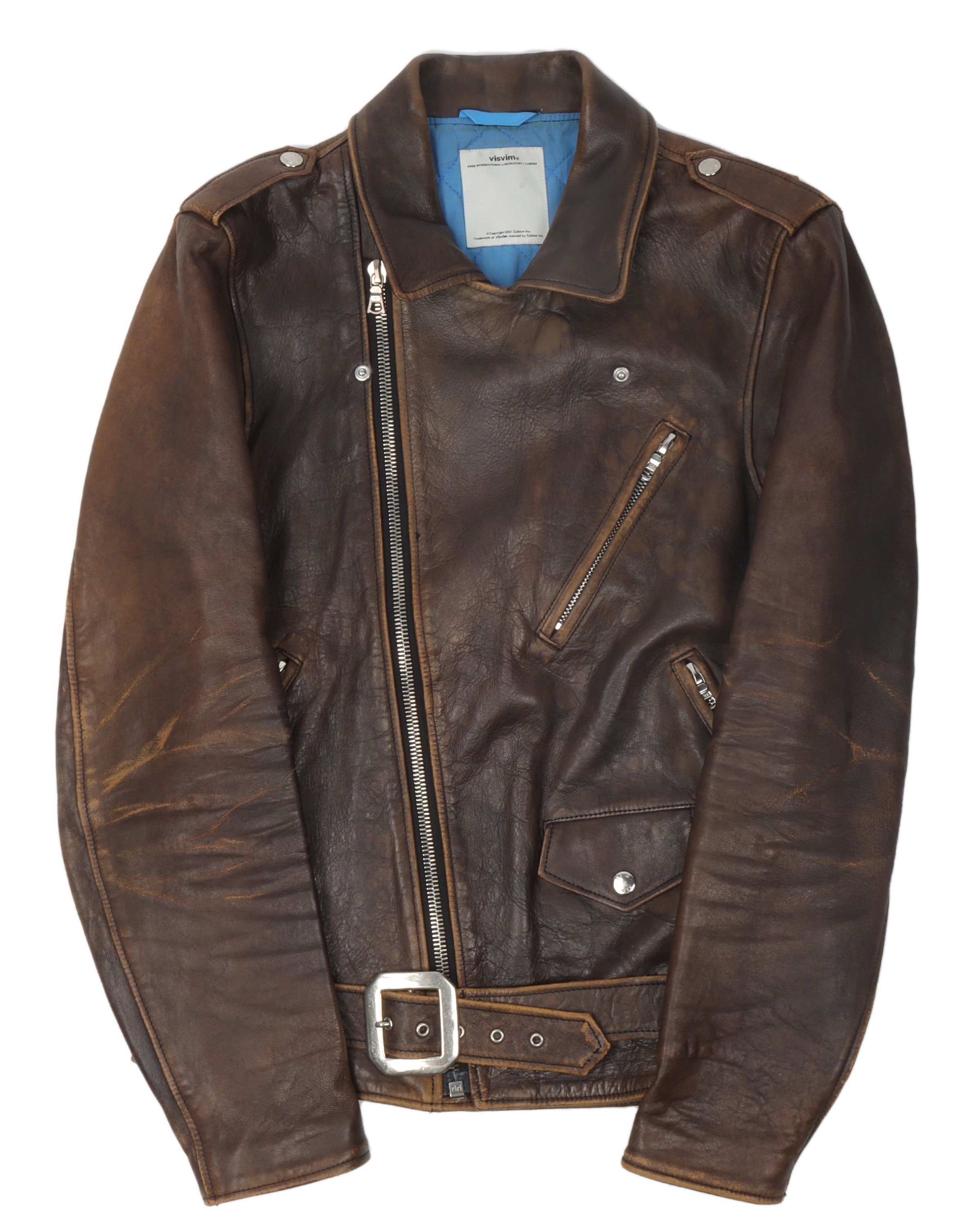 Vintage 09AW Strabler Antique Brown Leather Motorcycle Jacket for Men - Classic Biker Style for Riding & Casual Wear