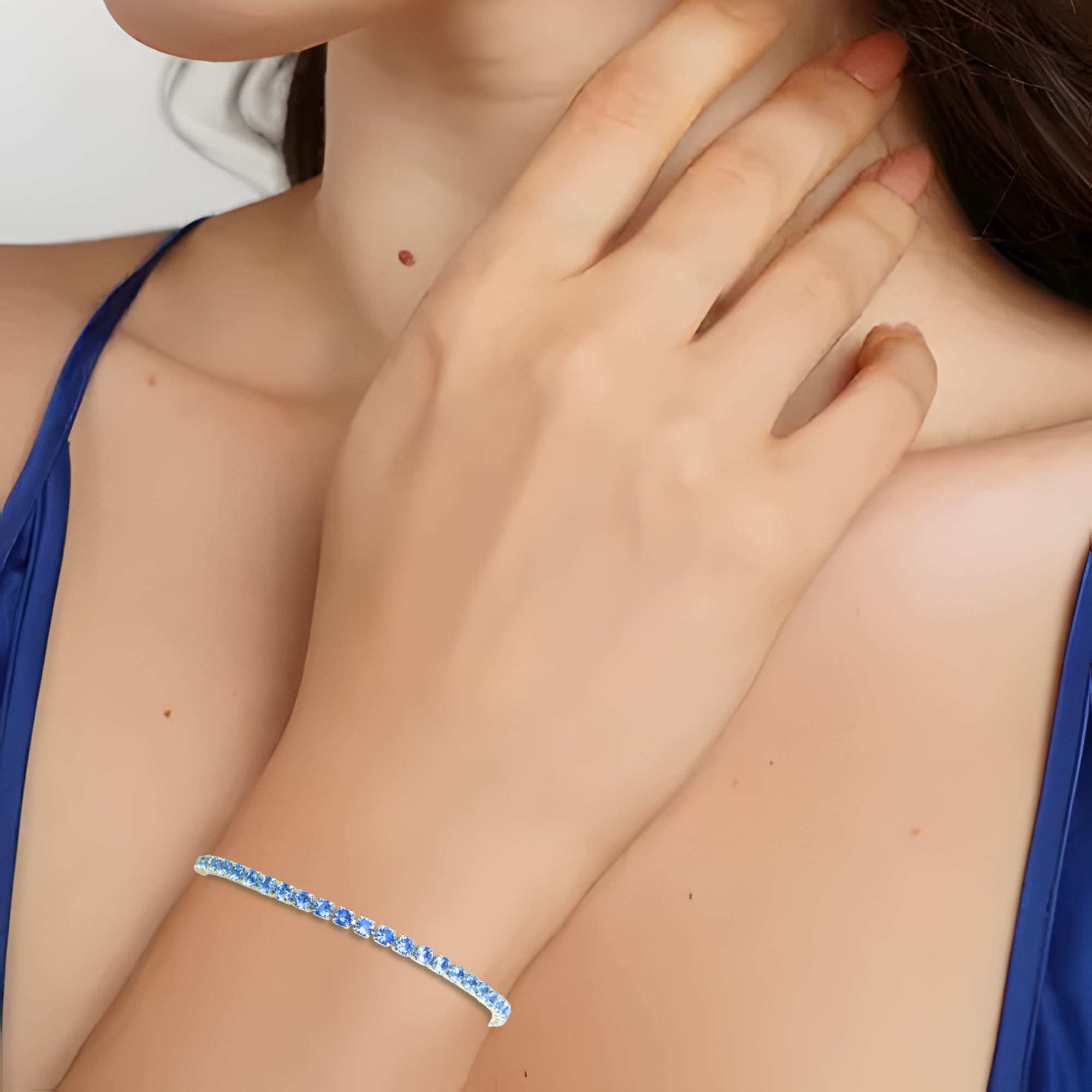 SmileBelle 4mm Cubic Zirconia Tennis Bracelet for Women - Adjustable Birthday Jewelry (January-December Birthstones) in Sterling Silver | Perfect Wedding, Bridal, Anniversary Gift & Everyday Elegance