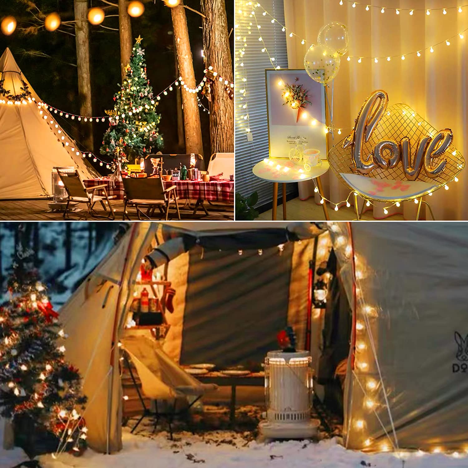 33FT 100 LED Globe String Lights with Remote & Timer - 8 Lighting Modes, Battery Powered Waterproof Fairy Lights for Indoor/Outdoor - Perfect for Weddings, Christmas Decor, Bedroom, Garden & Party Decorations