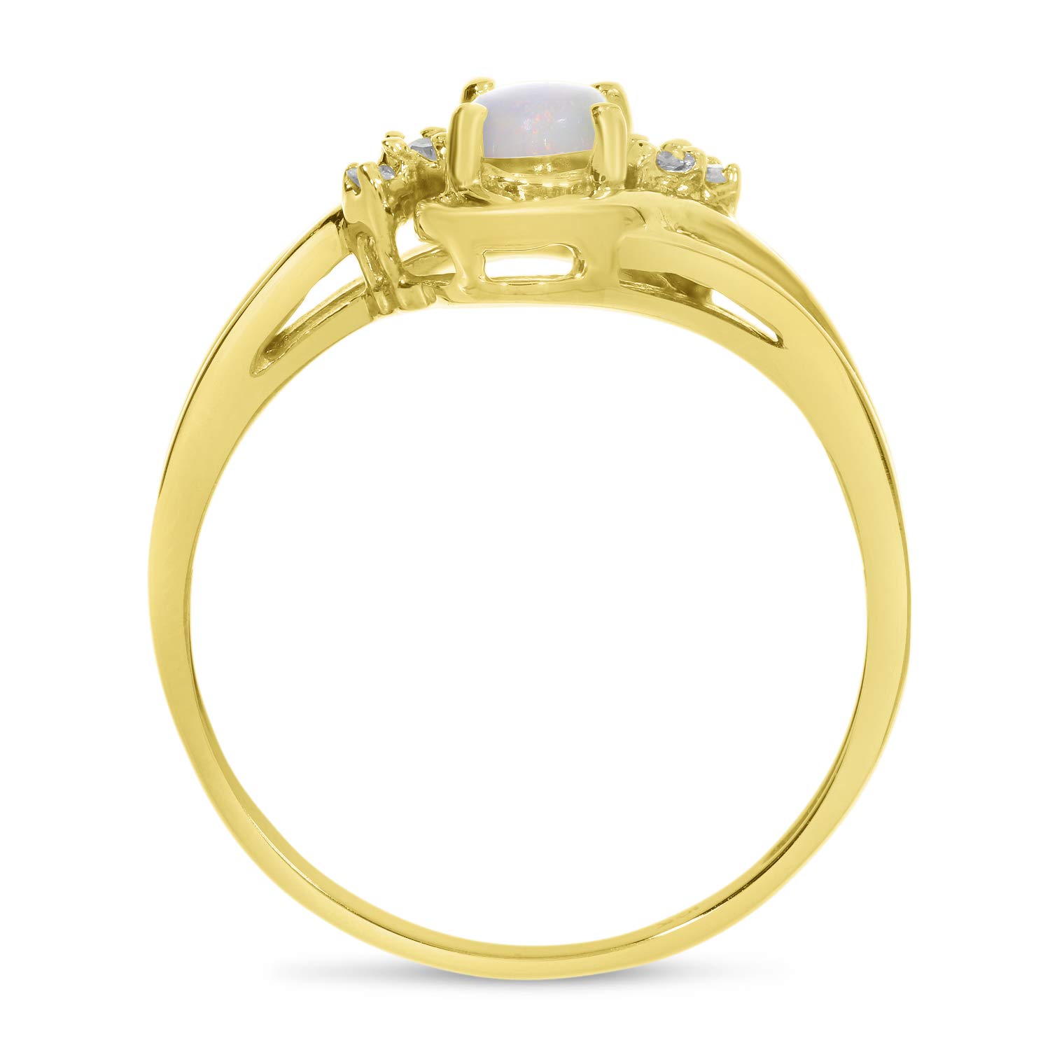 10K Yellow Gold Oval Opal and Diamond Ring for Women - Elegant Vintage Style Jewelry for Engagement, Wedding, Anniversary & Special Occasions