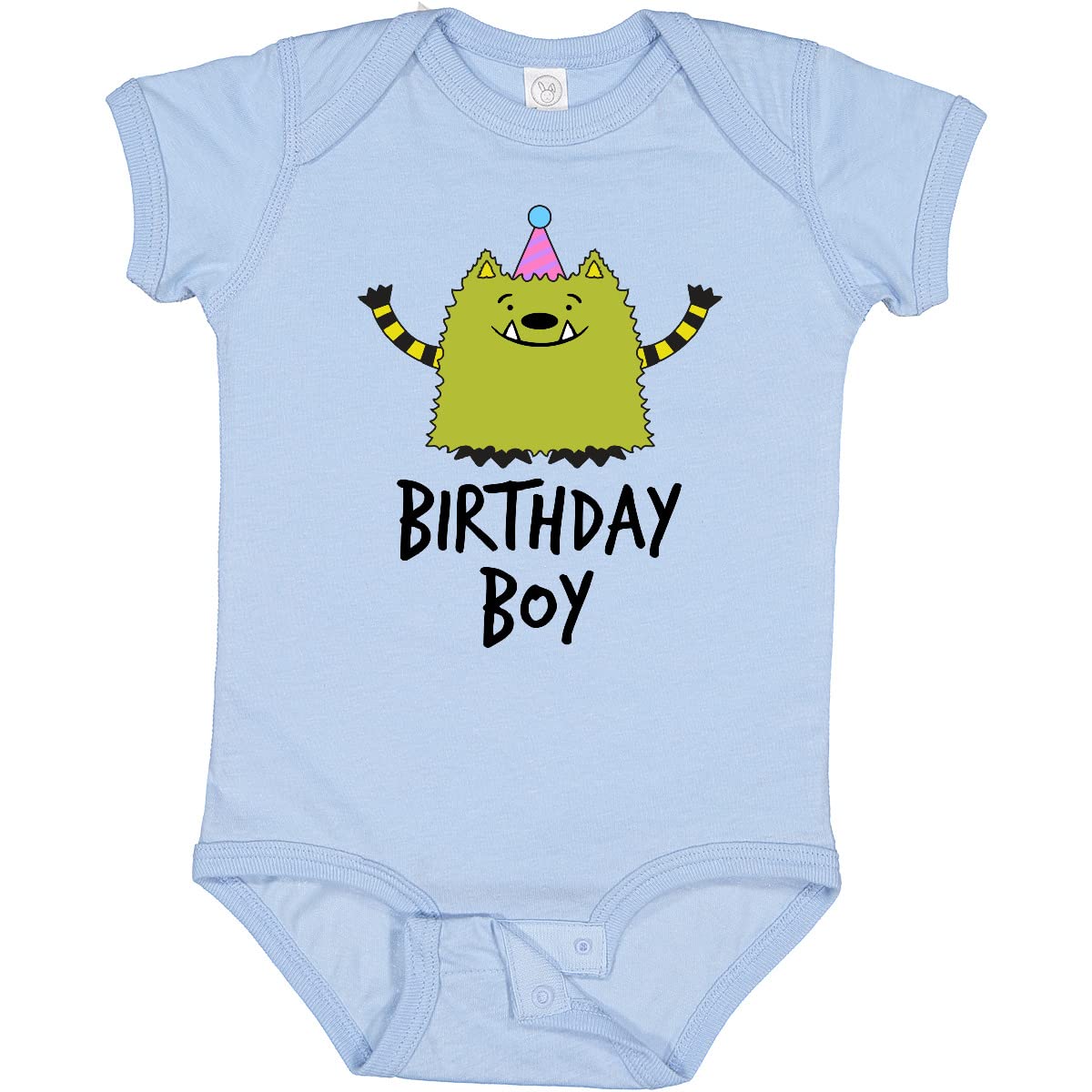 Inktastic Whatif Monster Birthday Boy Baby Bodysuit - Cute Cartoon Graphic Onesie for Boys | Perfect 1st Birthday Gift, Baby Shower Present & Toddler Outfit