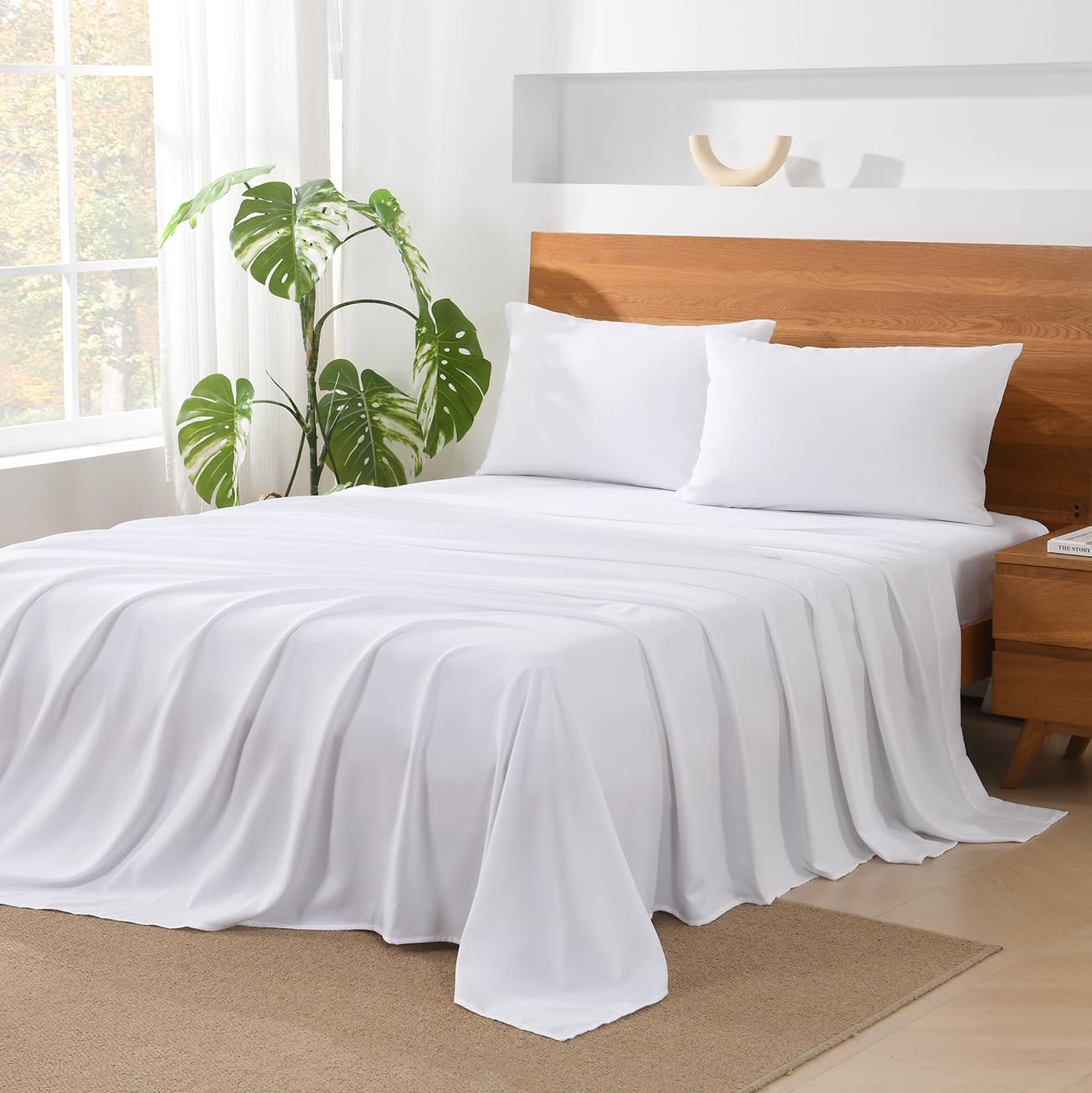 King Size Comforter Set - 7 Piece Bed in a Bag with Soft Lightweight Oatmeal Comforter, Fitted Sheet, Flat Sheet & Pillowcases | All-Season Luxury Bedding for Master Bedroom, Guest Room & Dorm