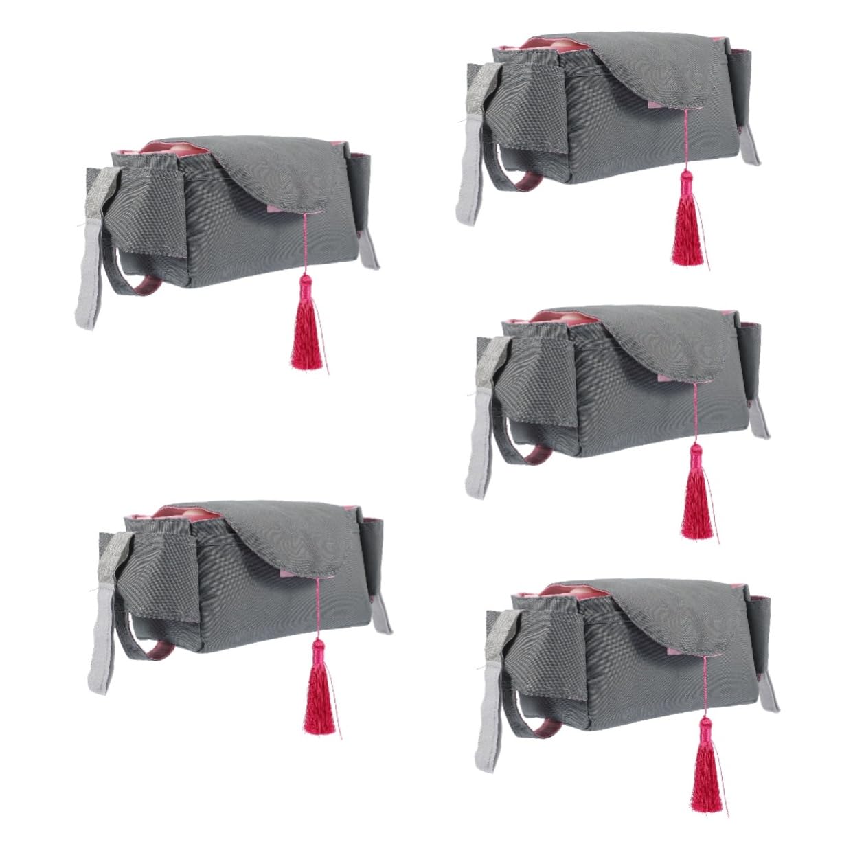 iBasenice 5-Pack Black Fabric Diaper Organizer Bags - Portable Diaper Bag Organizer with Handbag Inserts for Baby Essentials | Perfect for Travel, Daycare & On-the-Go Parents