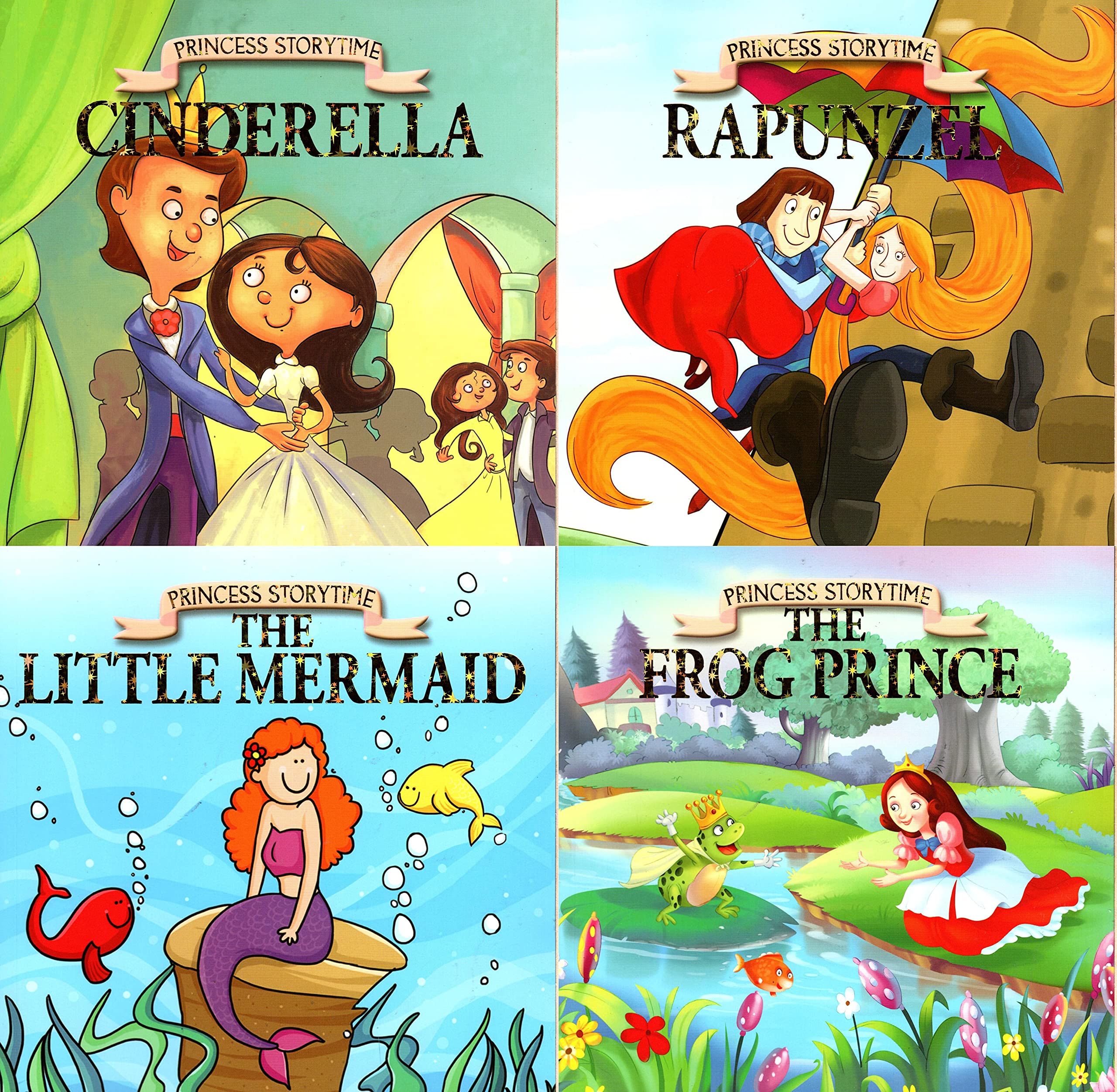 The Frog Princess, Little Mermaid, Rapunzel & Cinderella - 4 Classic Fairy Tale Books for Kids | Princess Story Time Collection | Perfect for Bedtime Reading & Early Childhood Education