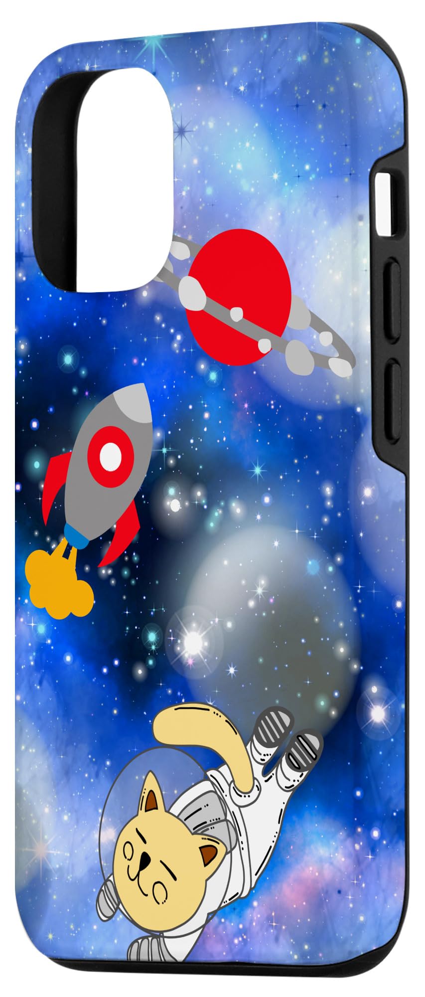 Cute Space Cat Astronaut iPhone 12/12 Pro Case - Funny Kitty Protective Cover for iPhone 12/12 Pro - Perfect for Space Lovers & Cat Enthusiasts