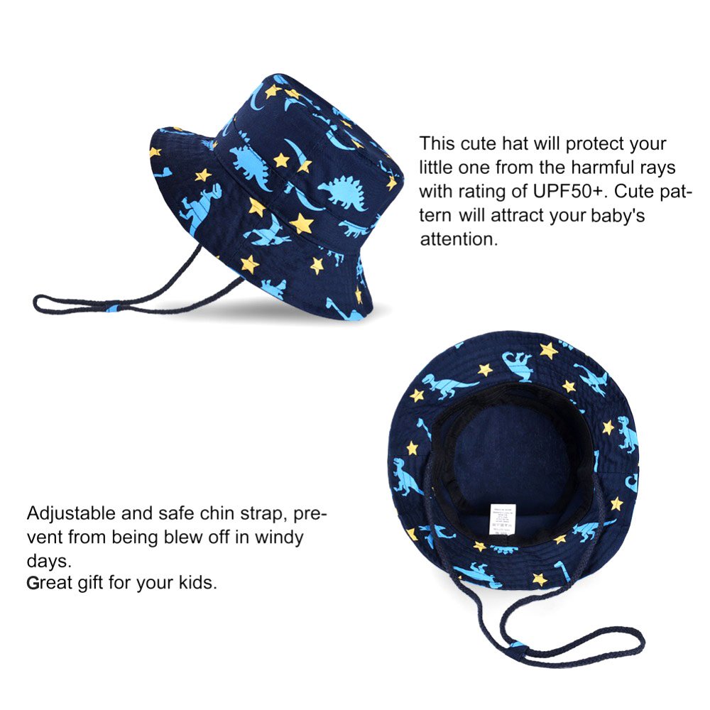 Baby Sun Hat with UV Protection - Adjustable Chin Strap Bucket Hat for Toddler & Kids - Perfect for Beach, Swimming, Outdoor Play & Summer Activities