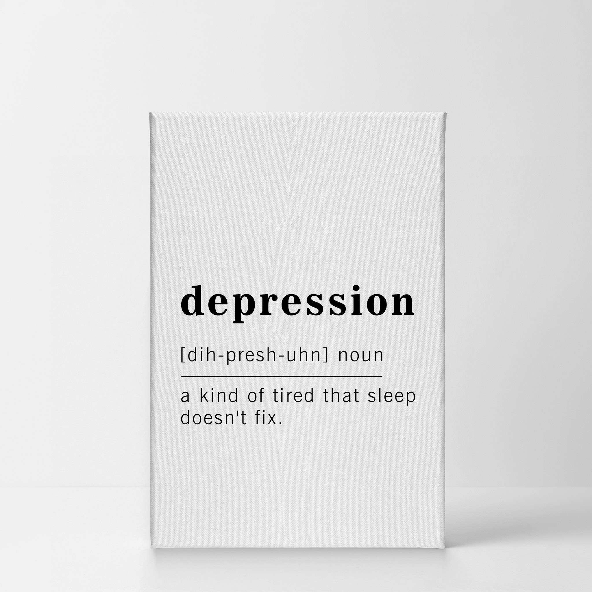 Funny Noun Dictionary Definition of Depression Canvas Print - Inspirational Quote Wall Art for Office, Living Room, Bedroom & Bathroom - Ready to Hang Home Decor (40x30 inches, Made in USA) - Perfect for Adding Humor to Your Space & Brightening Your Mood