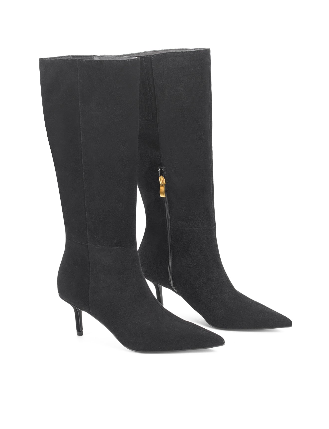 Yonita Women's Black Suede Long Boots - Stylish Knee-High Winter Boots for Casual Outfits & Office Wear
