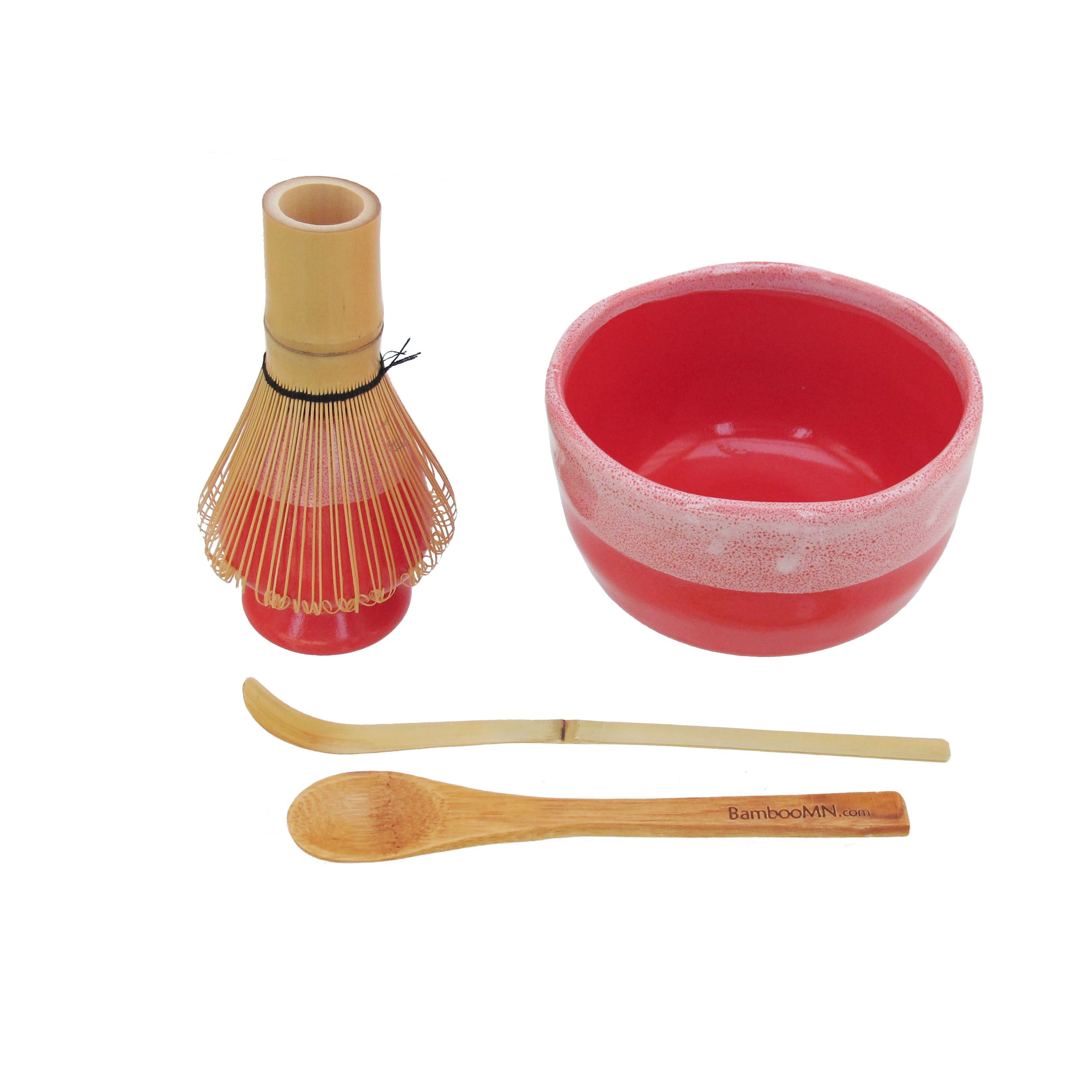 Premium Matcha Tea Set - 10-Piece BambooMN Kit with Bowl, Rest, Whisk, Chasaku & Spoon (Coral) - Perfect for Japanese Tea Ceremony, Zen Meditation & Home Decor