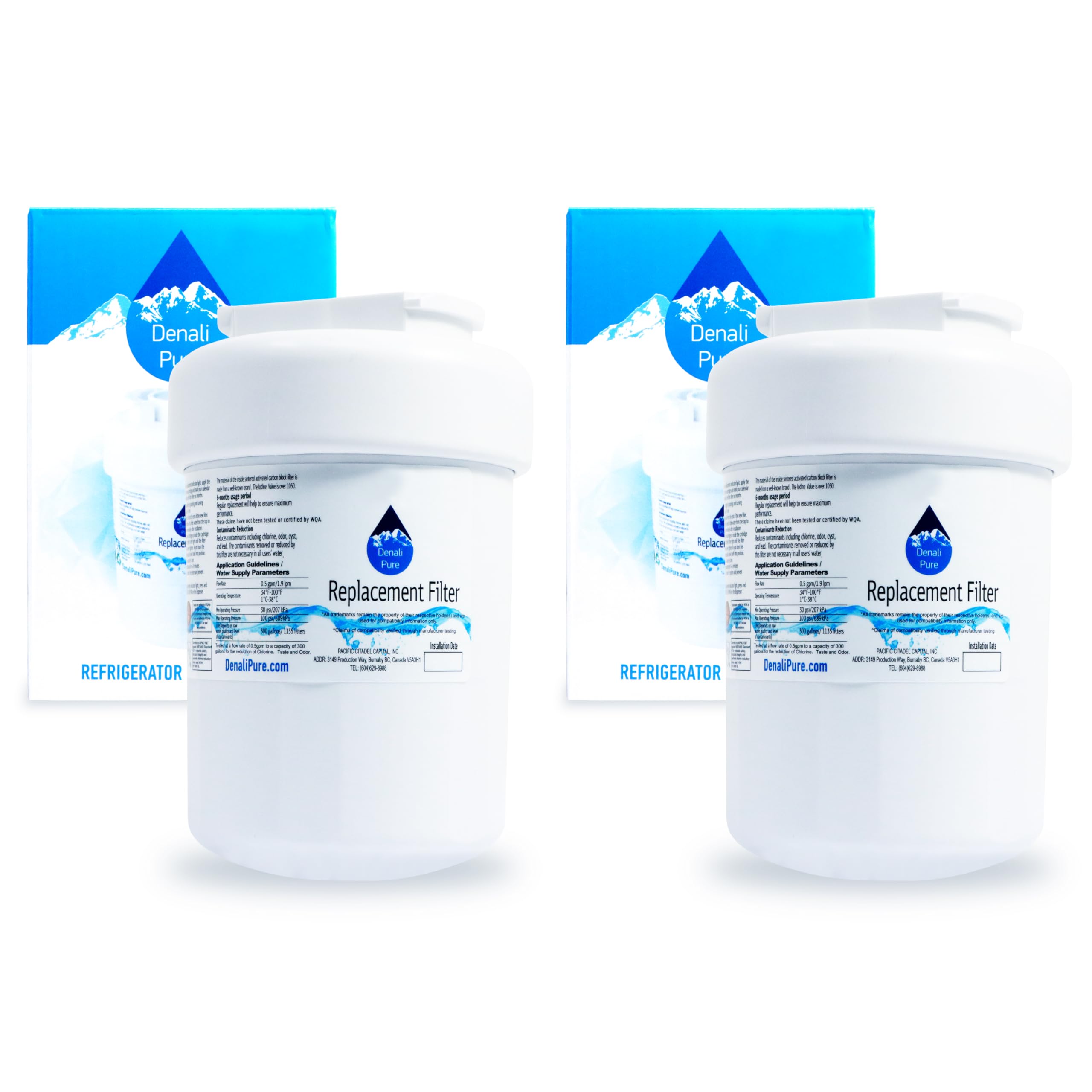 2-Pack GE MWF/MWFP Refrigerator Water Filter Replacement - Compatible with General Electric GSS22SGRBSS, GSE25GSHECSS, GSS25GSHECSS & More - Clean Drinking Water for Home, Office, and RV Use
