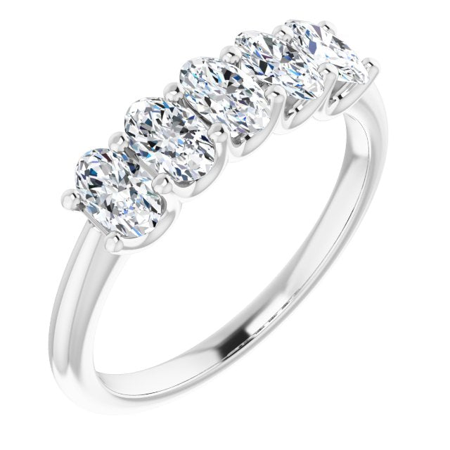 1.05 Carat Oval Cut Diamond Wedding Band - 5 Stone Anniversary Ring for Women - Elegant Bridal Jewelry for Engagement, Proposal & Special Occasions