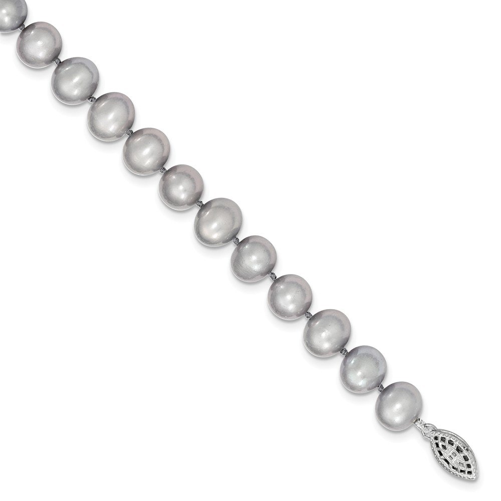 9-10mm Grey Egg-Shaped Freshwater Cultured Pearl Necklace in Sterling Silver - Elegant Jewelry for Weddings, Parties & Special Occasions