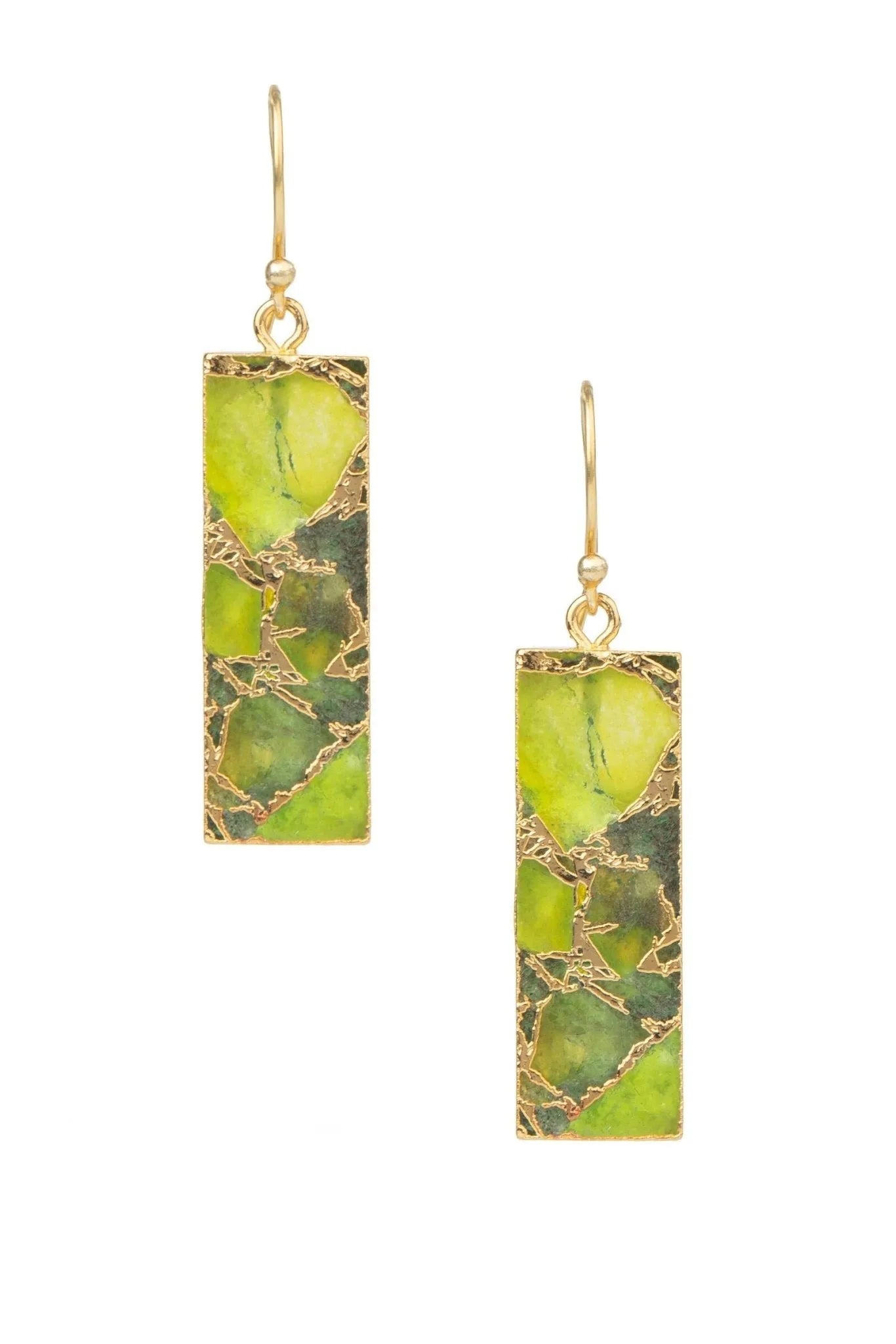Gemstone Rectangle Mojave Earrings for Women - Elegant Boho Dangle Earrings with Natural Stones - Perfect for Parties, Weddings & Everyday Wear