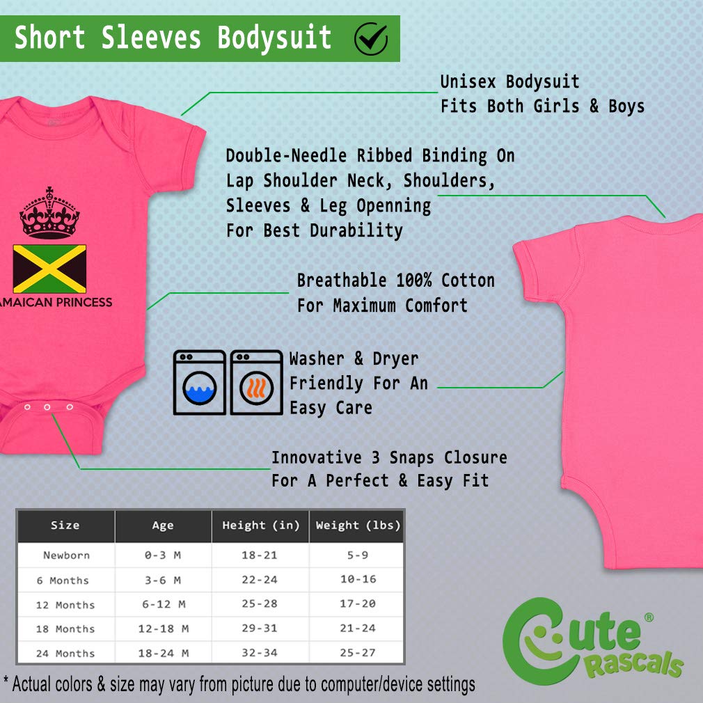 Custom Jamaican Princess Crown Baby Bodysuit - Soft Cotton Unisex Infant Outfit for Boys & Girls - Perfect for Photoshoots, Birthday Parties & Family Events