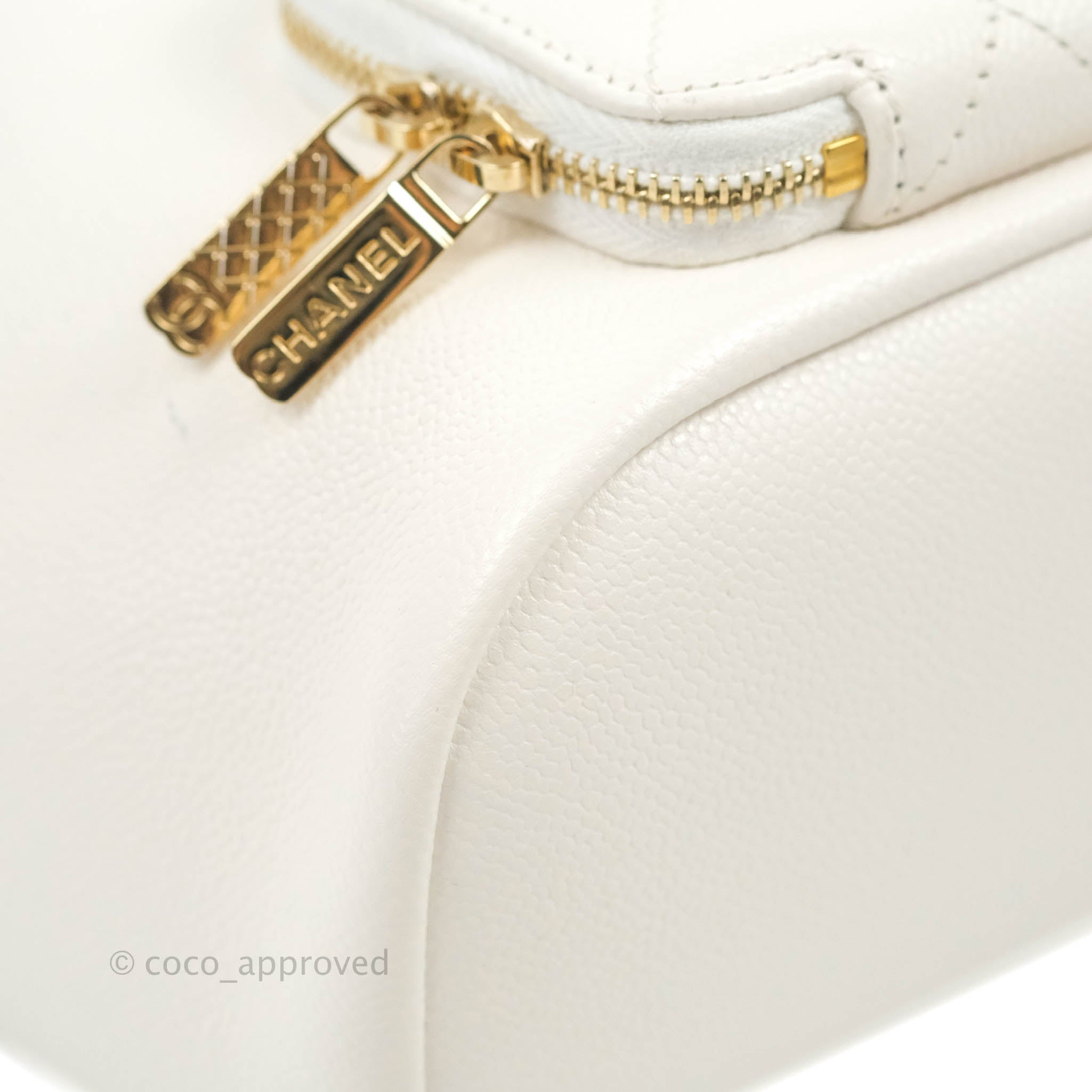 Chanel Business Affinity Drawstring Bucket Bag in White Caviar Leather with Gold Hardware - Perfect for Work, Travel & Everyday Luxury