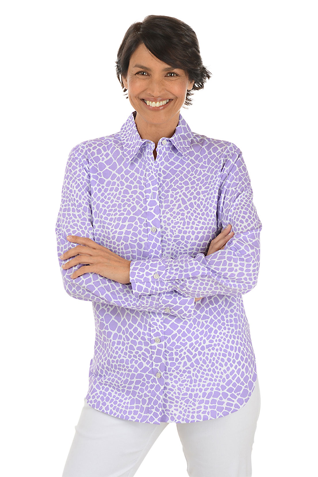 Giraffe Print Meghan Linen Blend Shirt for Women - Stylish & Comfortable Casual Wear for Summer Outings & Beach Vacations