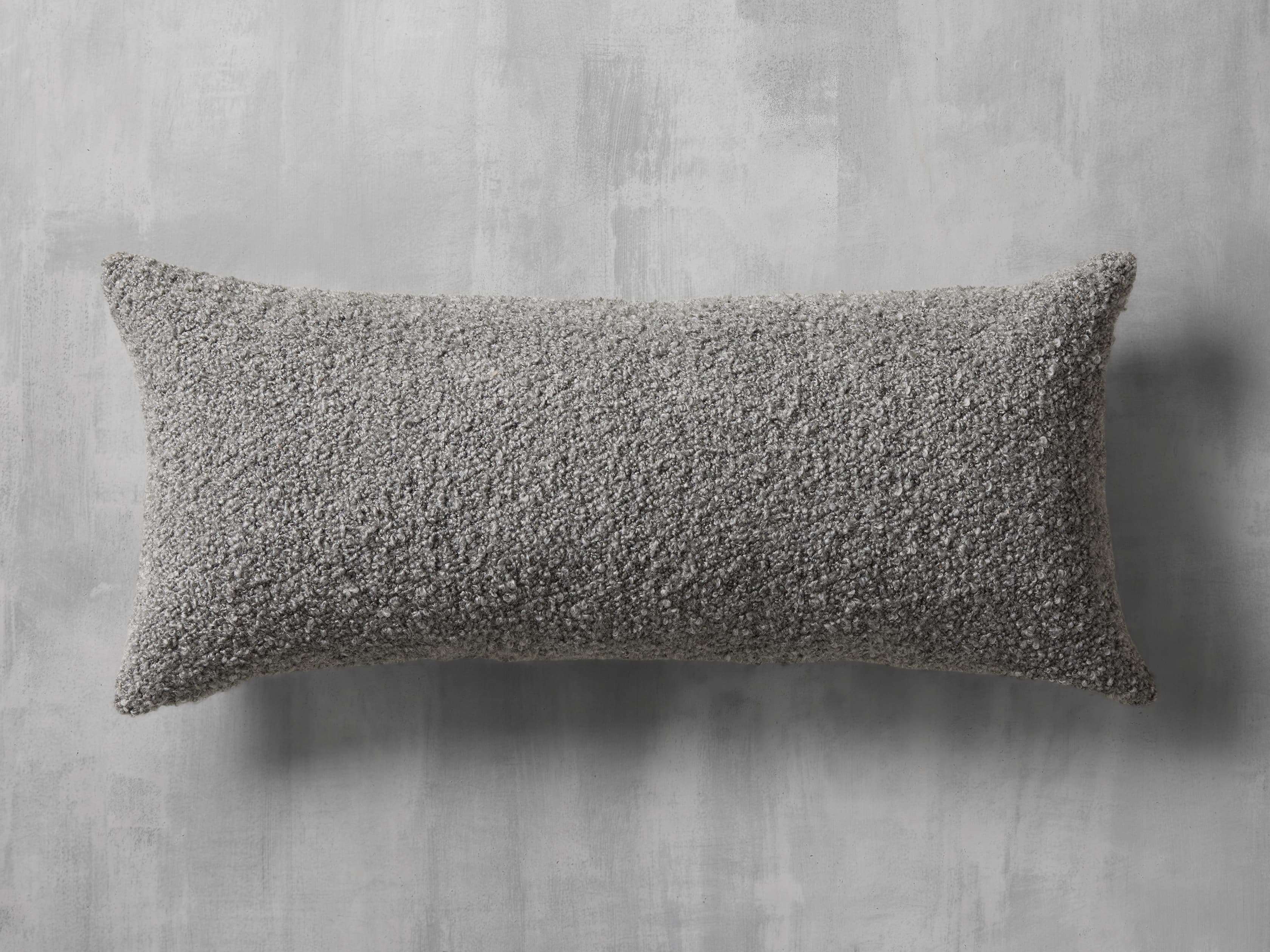 Grey Boucle Lumbar Pillow Cover - Soft Textured Support for Sofa, Bed, or Office Chair - Home Decor & Comfort Accessory