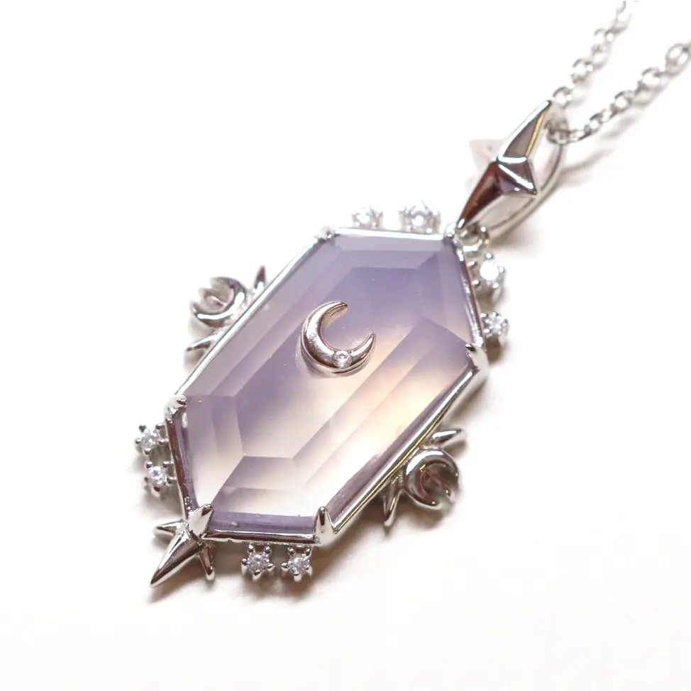 Asteria Genuine Lavender Quartz Pendant Necklace - Healing Crystal Jewelry for Women, Elegant Gift for Meditation, Yoga & Spiritual Wellness