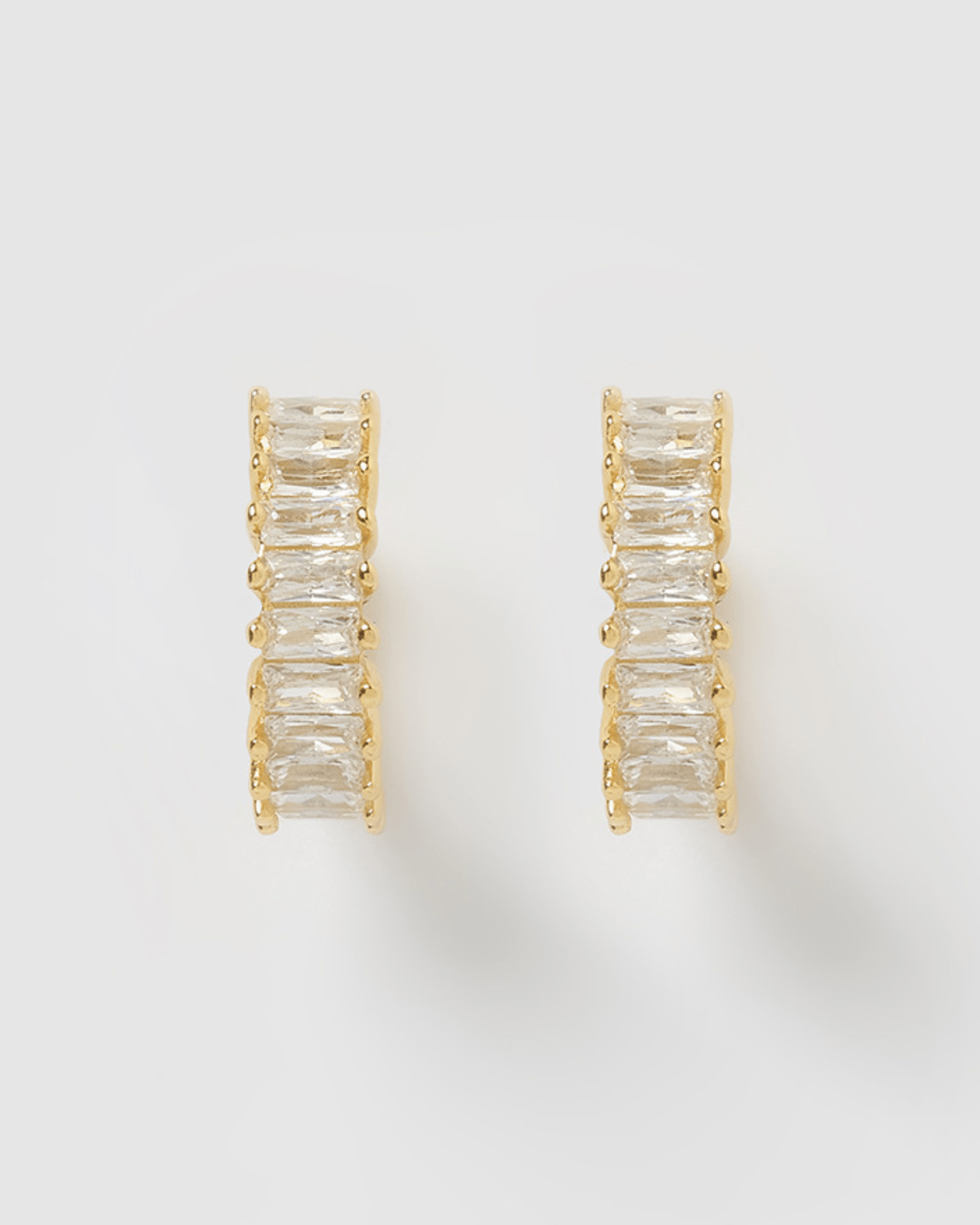 Izoa Celine Huggie Earrings - 14K Gold Plated Hoop Earrings with Clear Crystals, Minimalist Everyday Jewelry for Women | Perfect for Work, Date Night & Special Occasions