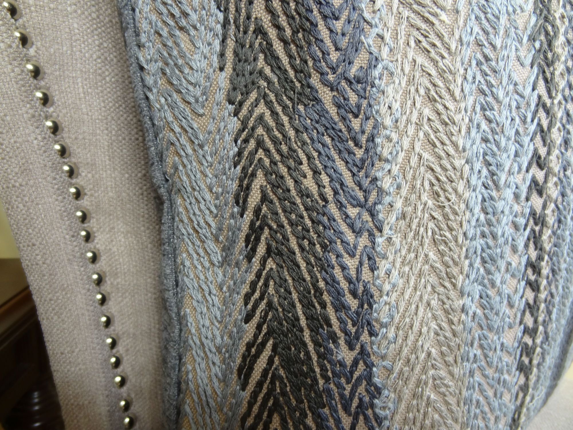 Designer Gray Zig Zag Throw Pillow - Charcoal Gray Blue Taupe Geometric Cushion Cover - USA Made Home Decor for Sofa, Bed & Living Room