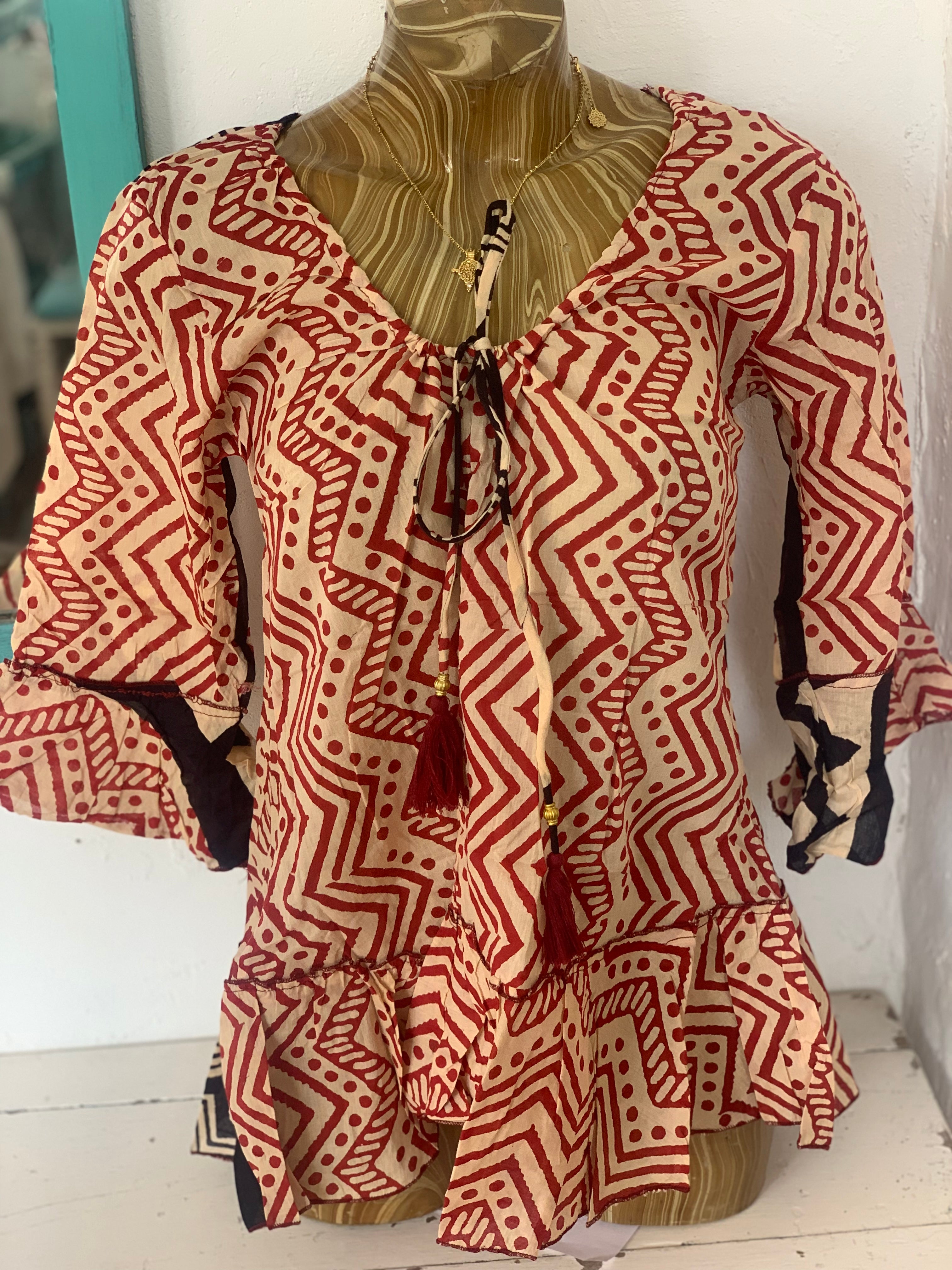 Hand Block Printed Floral Dress from Ibiza | Bohemian Summer Dress for Women | Perfect for Beach Vacations, Music Festivals & Casual Outings