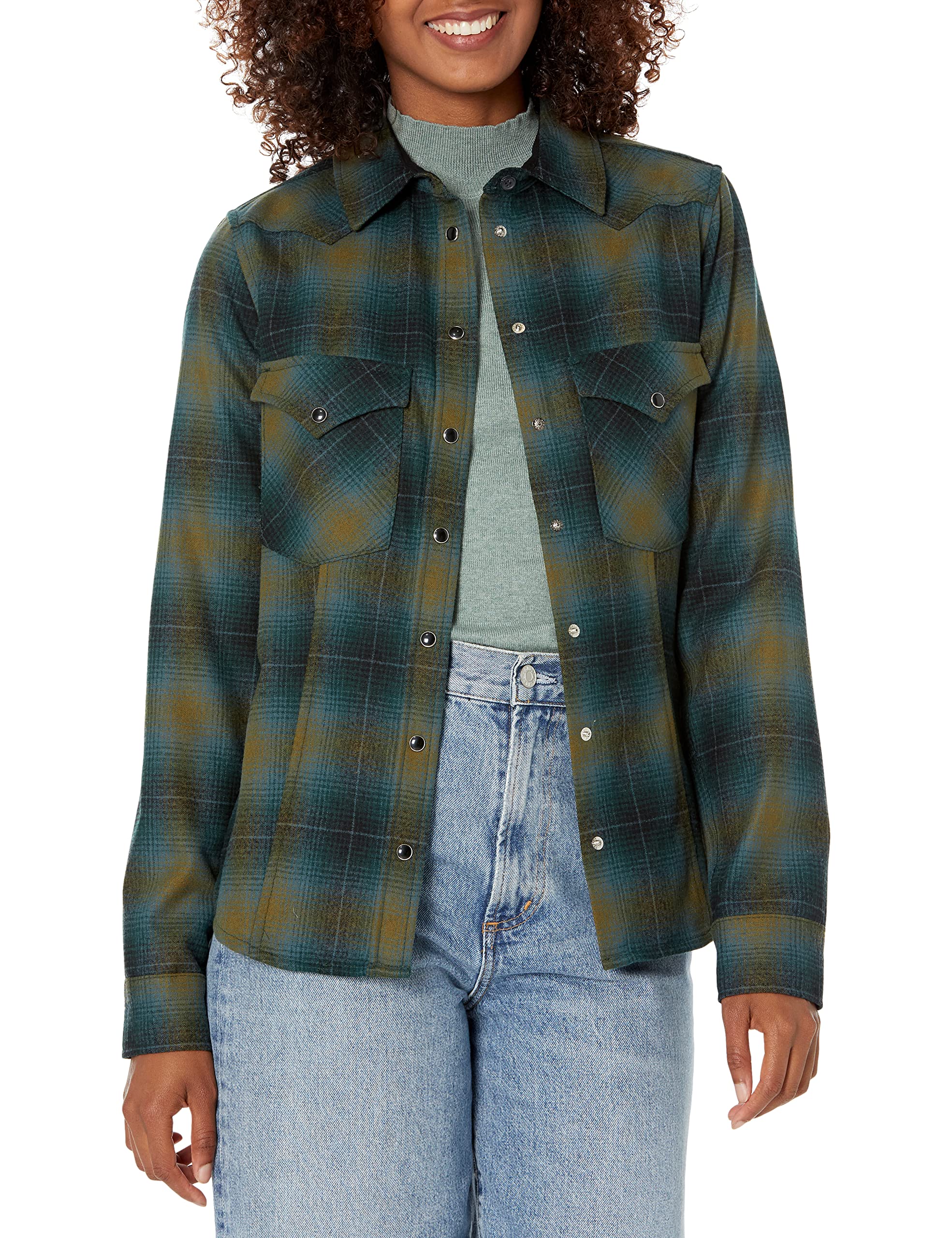 Pendleton Women's Wool Canyon Shirt - Soft Flannel Plaid Long Sleeve Button Up for Outdoor Adventures & Casual Wear