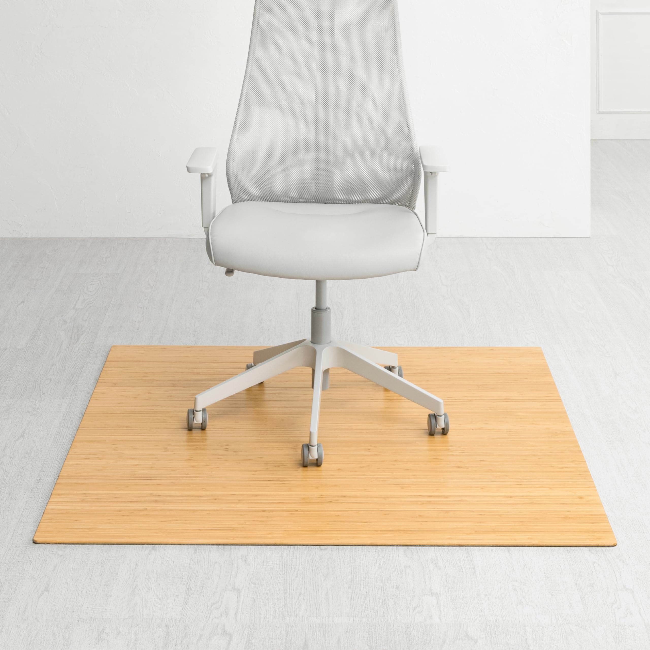 Premium Bamboo Chair Mat - 5mm Thick, Heavy Duty & Anti-Slip for Hardwood Floors - Office & Home Floor Protector - Ideal for Workspaces, Gaming Setups, and Home Offices
