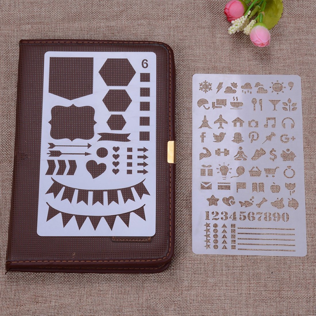 Izasky 12-Piece Bullet Stencil Set - Plastic Journaling Templates for DIY Drawing, Planner, Scrapbooking & Craft Projects | Perfect for Bullet Journals, Notebooks, Diaries & Card Making
