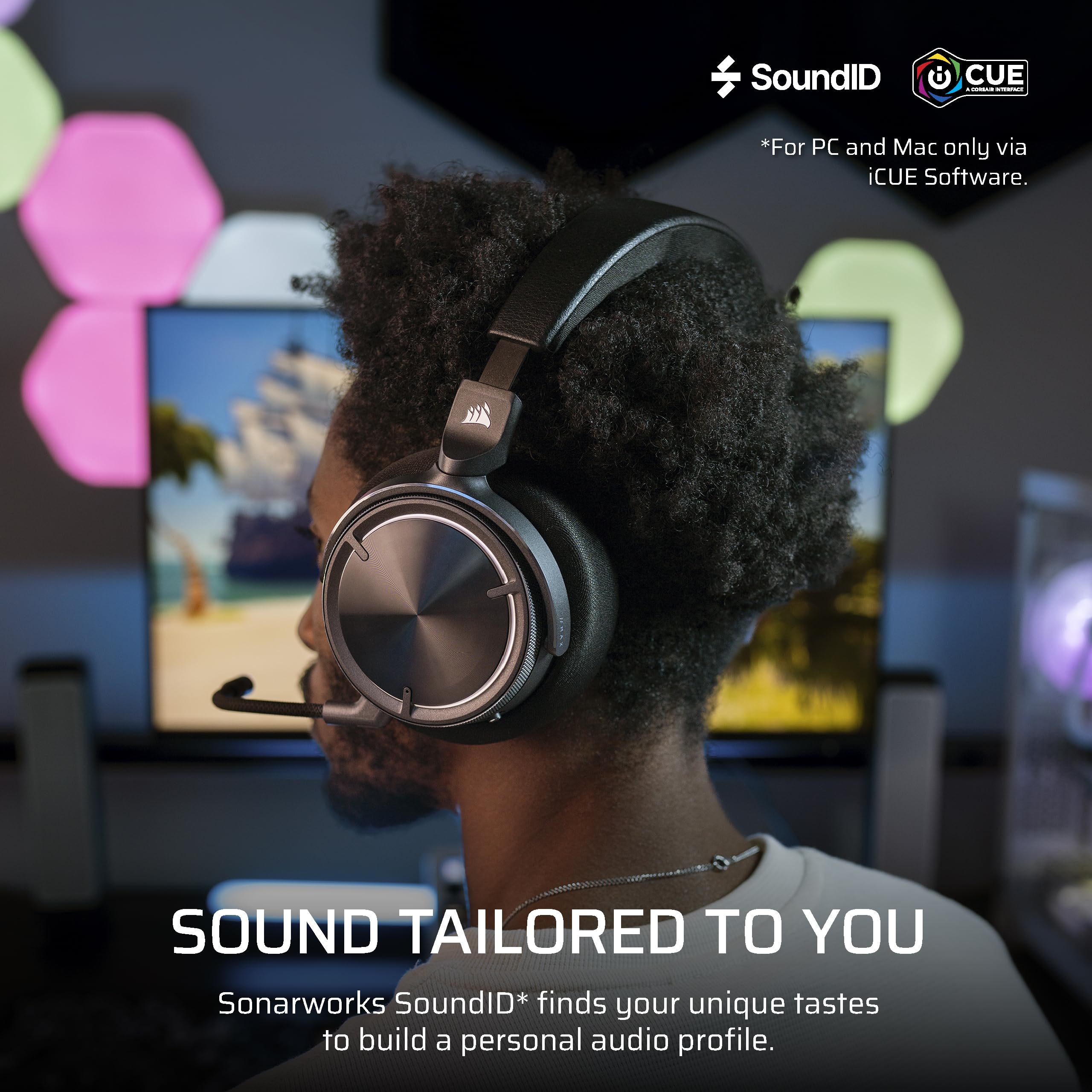 Corsair Virtuoso MAX Wireless Gaming Headset with Dolby Atmos & Active Noise Cancelling - 50mm Graphene Drivers, Sonarworks SoundID, Dual 2.4GHz/Bluetooth - Compatible with PC, Mac, PS5, PS4 (Carbon) - Perfect for Competitive Gaming & Immersive Entertainment