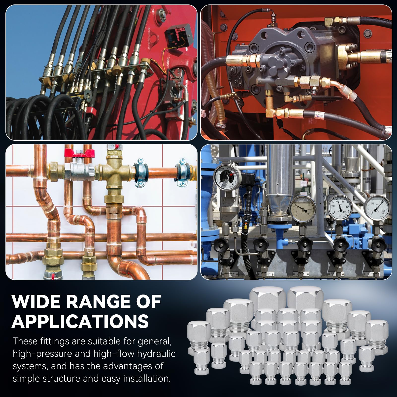 152 PCS JIC & ORFS Hydraulic Cap and Plug Kit - Industrial Hose, Tube & Pipe Fittings Set with Precision Threading (ORFS Flat Face & JIC 37° Dash Sizes 4-16) - Ideal for Hydraulic System Maintenance, Repair & Fluid Line Protection