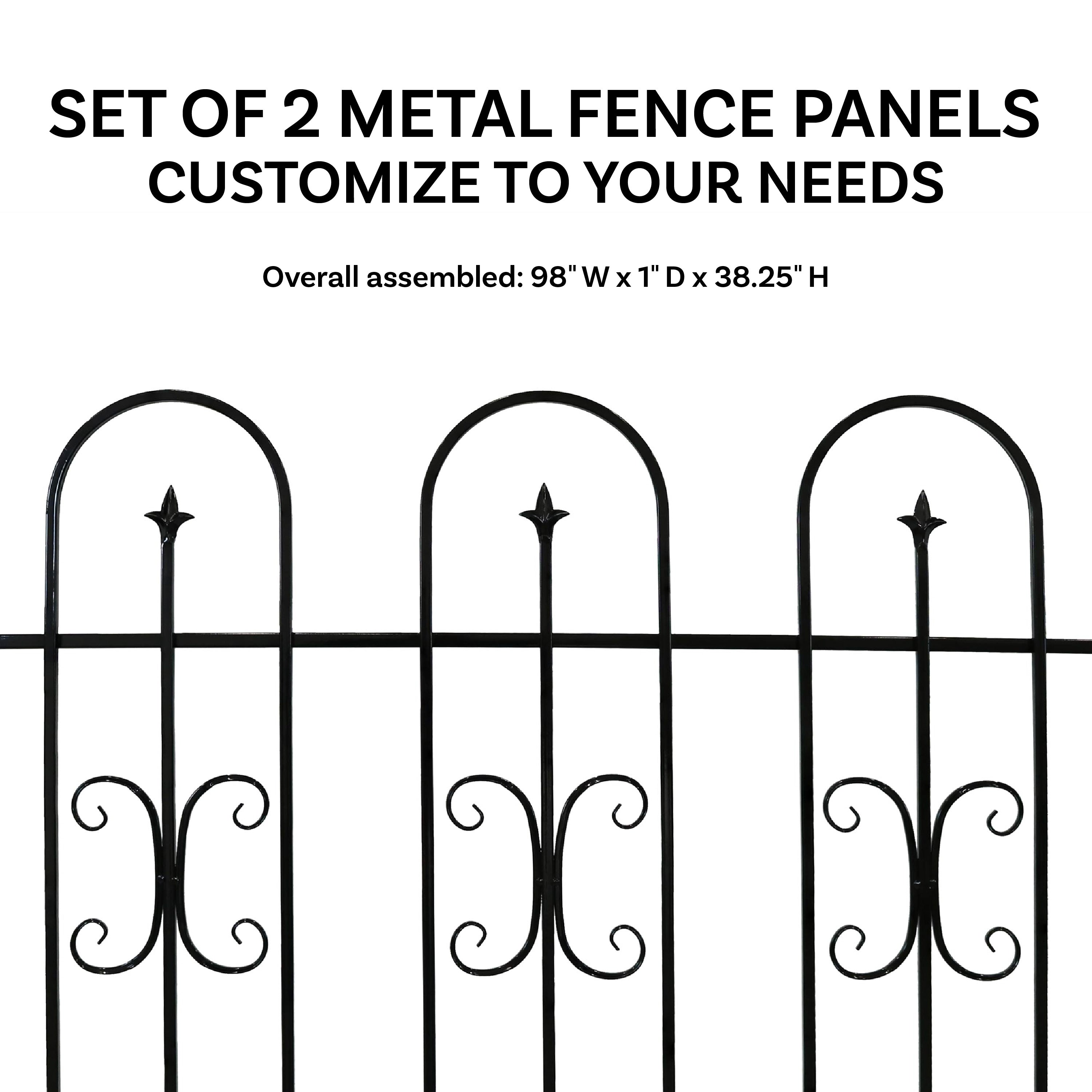 Sunnydaze 2-Piece Decorative Finial Border Fence - 8' Overall Length - Elegant Garden Edging for Flower Beds, Pathways & Outdoor Decor
