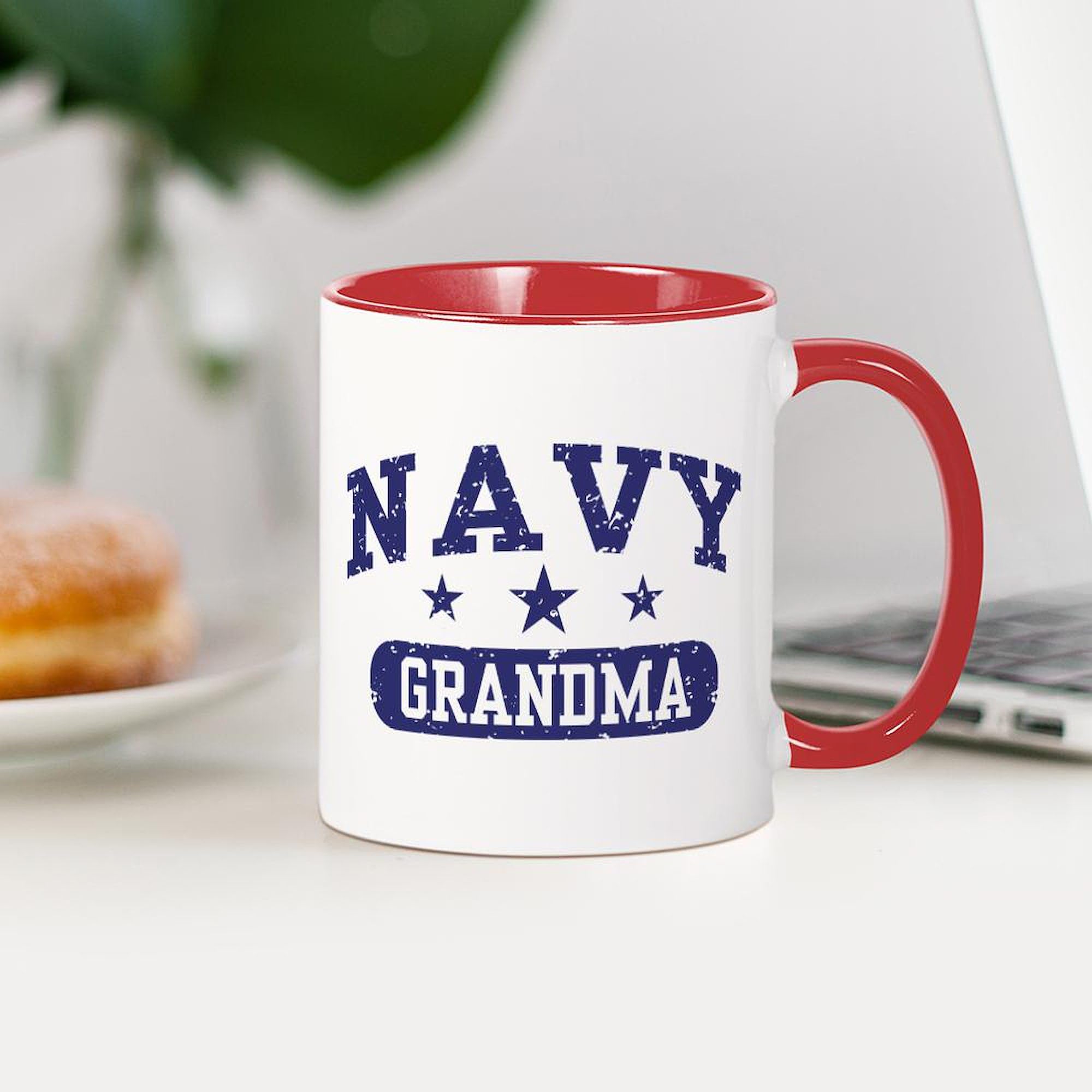 Navy Grandma Ceramic Coffee Mug - 11 oz (325 ml) by CafePress - Perfect for Tea, Coffee & Hot Chocolate - Ideal Gift for Grandmothers, Mothers Day & Family Celebrations