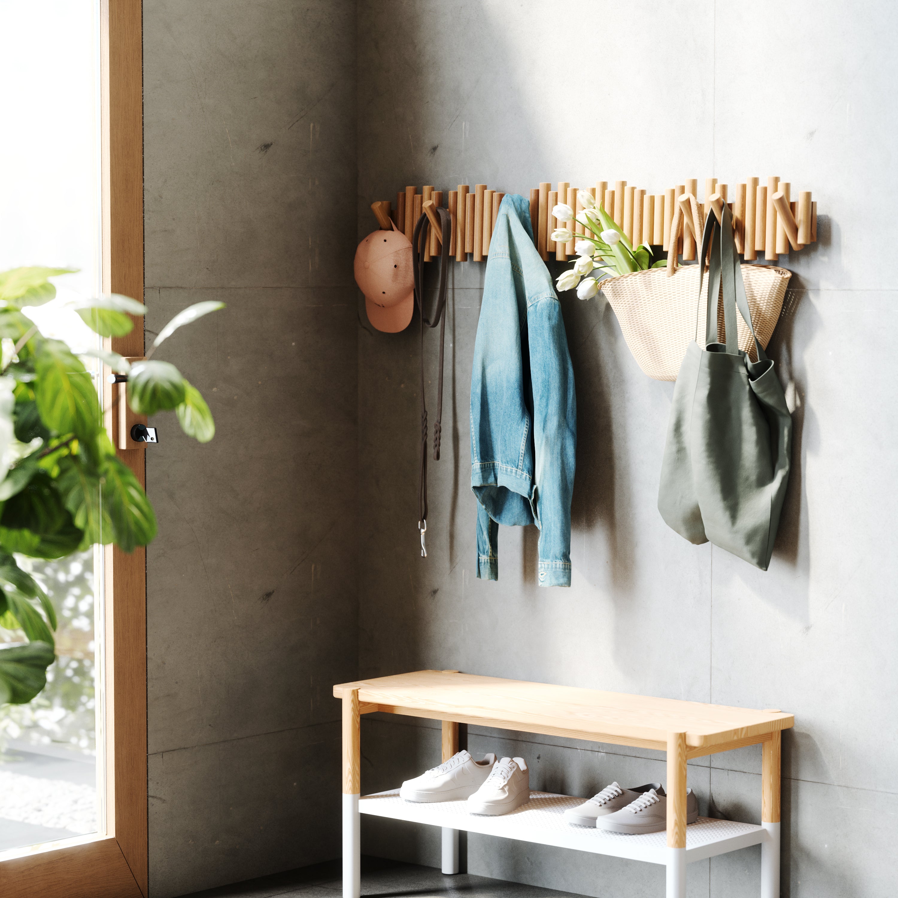 Picket Wall Hook Bundle - Rustic Wooden Hooks for Coats, Hats & Decor - Perfect for Entryway, Bedroom & Farmhouse Style