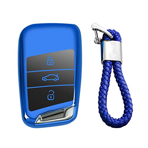 Glossy Blue - Braided Keychain