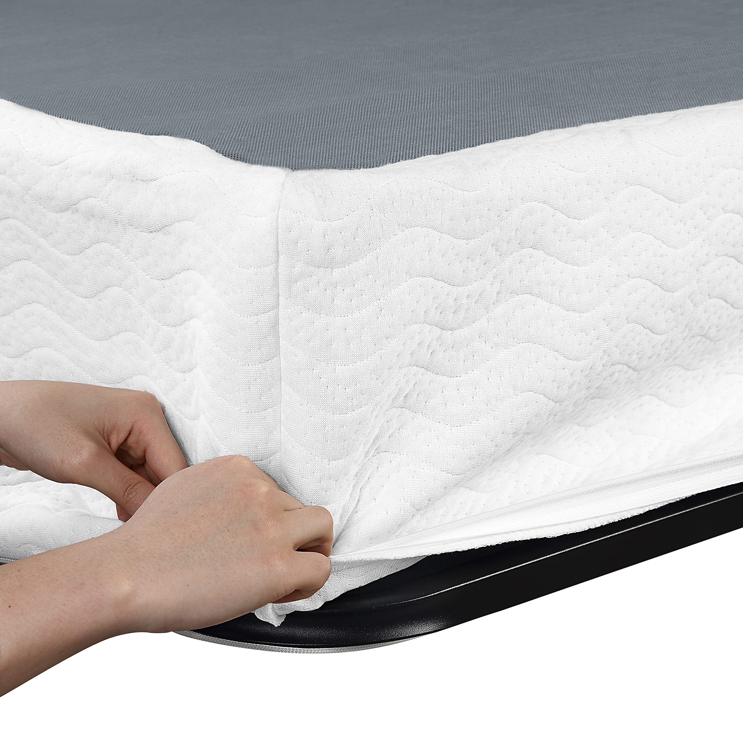 Lexicon Linden Mattress Foundation - Queen Size Bed Frame with Strong Support, White Wooden Slats - Perfect for Bedroom, Guest Room & Dormitory Furniture