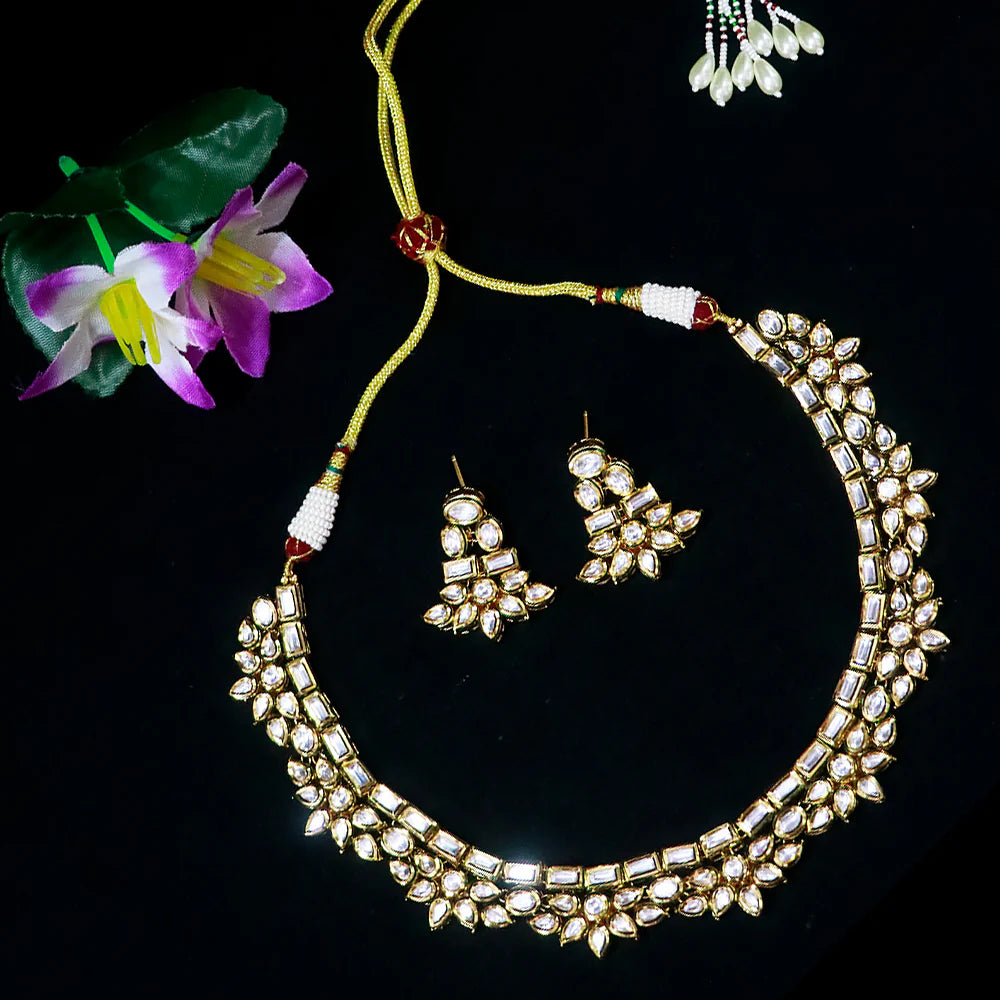 Exquisite Gold Plated Royal Kundan Necklace (D534) - Elegant Indian Jewelry for Weddings, Parties & Special Occasions