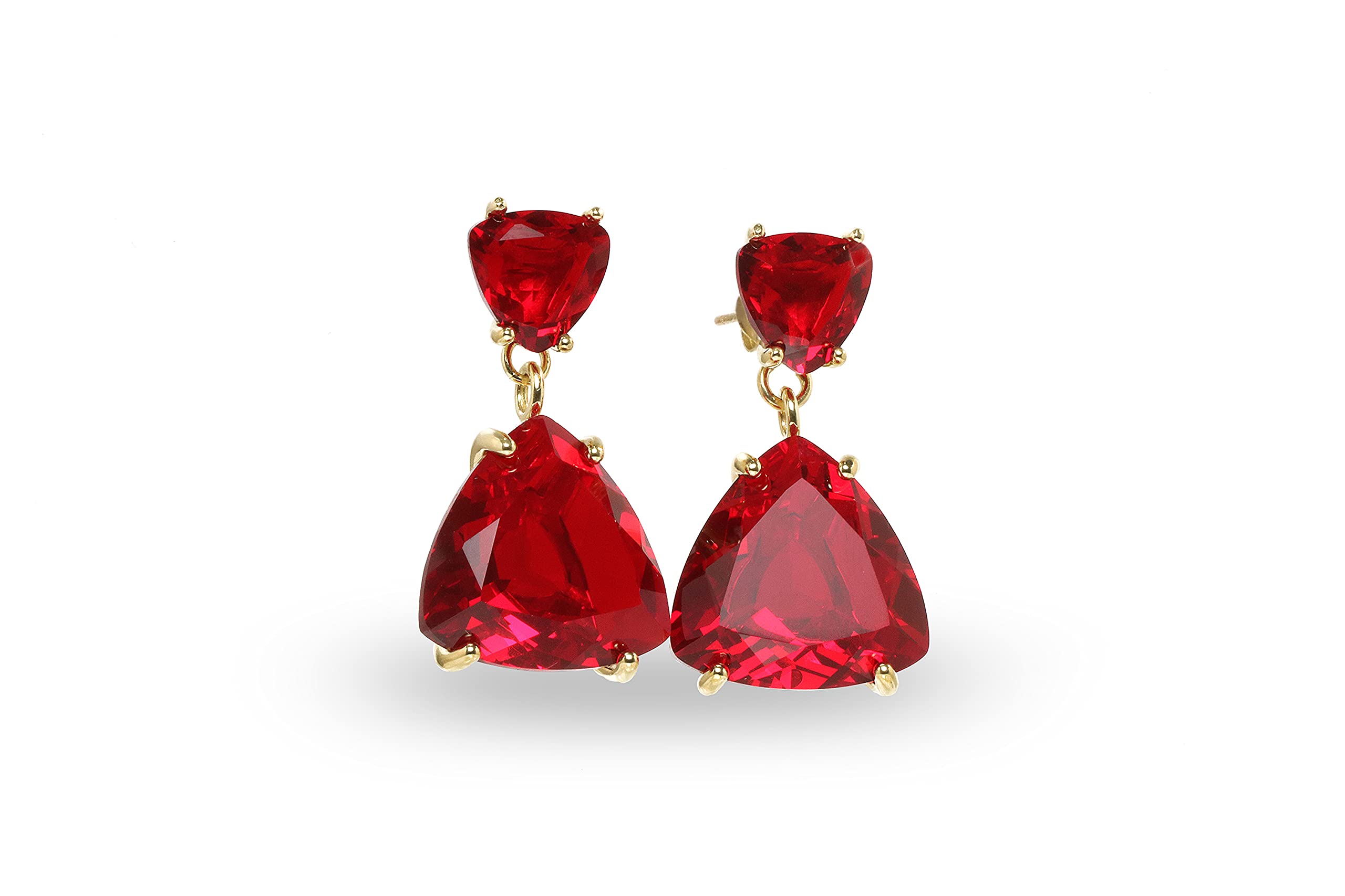 Luscious Ruby Earrings for Women - Elegant Gold Statement Earrings with Multi Gemstones & Crystals - Perfect for Bridal, Birthstone Jewelry & Custom Gifts | Ideal for Weddings, Anniversaries & Special Occasions
