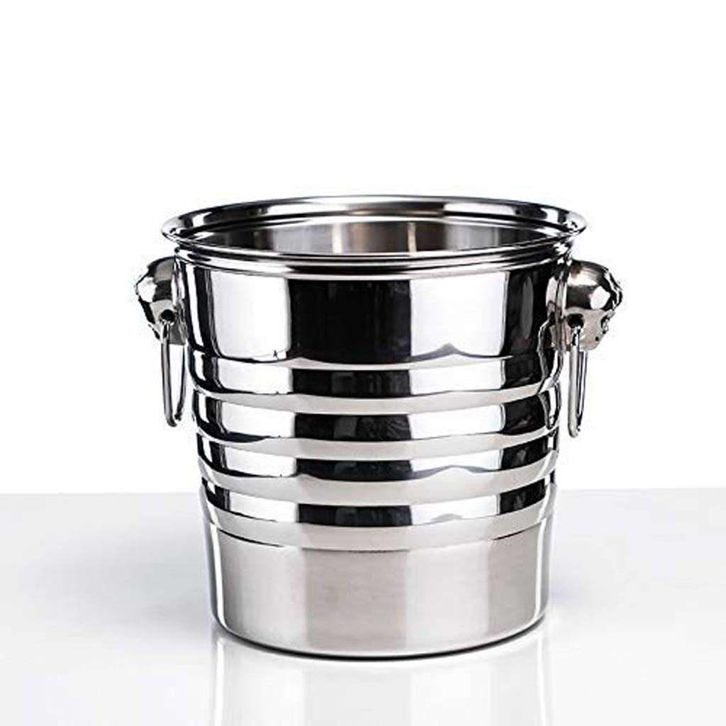 Premium Stainless Steel Ice Bucket - Double Wall Insulated Round Beverage Tub with Handles - Hammered Metal Drink Cooler for Chilling Wine, Beer & Cocktails - Perfect for Parties, Weddings & Outdoor Events