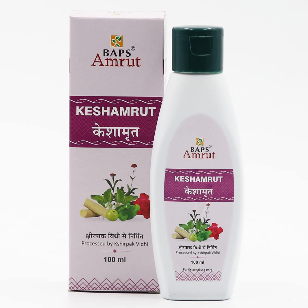 BAPS Amrut Keshamrut Ayurvedic Hair Oil - 100ml | Natural Hair Growth & Scalp Treatment for Men & Women - Use for Daily Hair Care, Dandruff Control & Healthy Shine