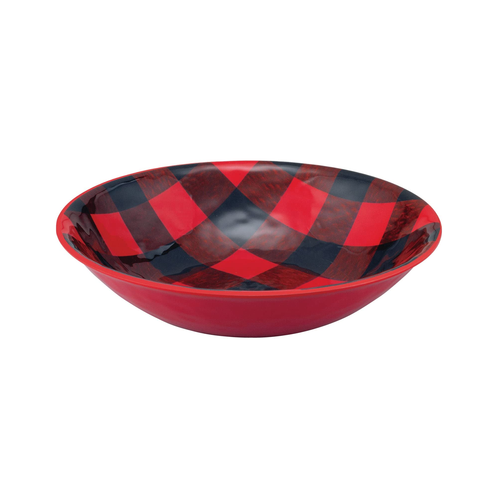 UPware 16-Piece Buffalo Plaid Melamine Dinnerware Set - Durable Outdoor Dishes & Plates with Bowls - Christmas Tableware for 4 - Red & Black Checkered Design - Perfect for Picnics, Camping, and Holiday Decorations