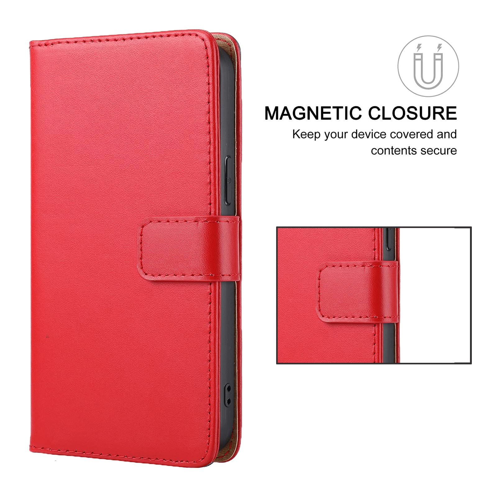 Premium Genuine Leather Flip Wallet Case for iPhone 13 Pro Max (6.7