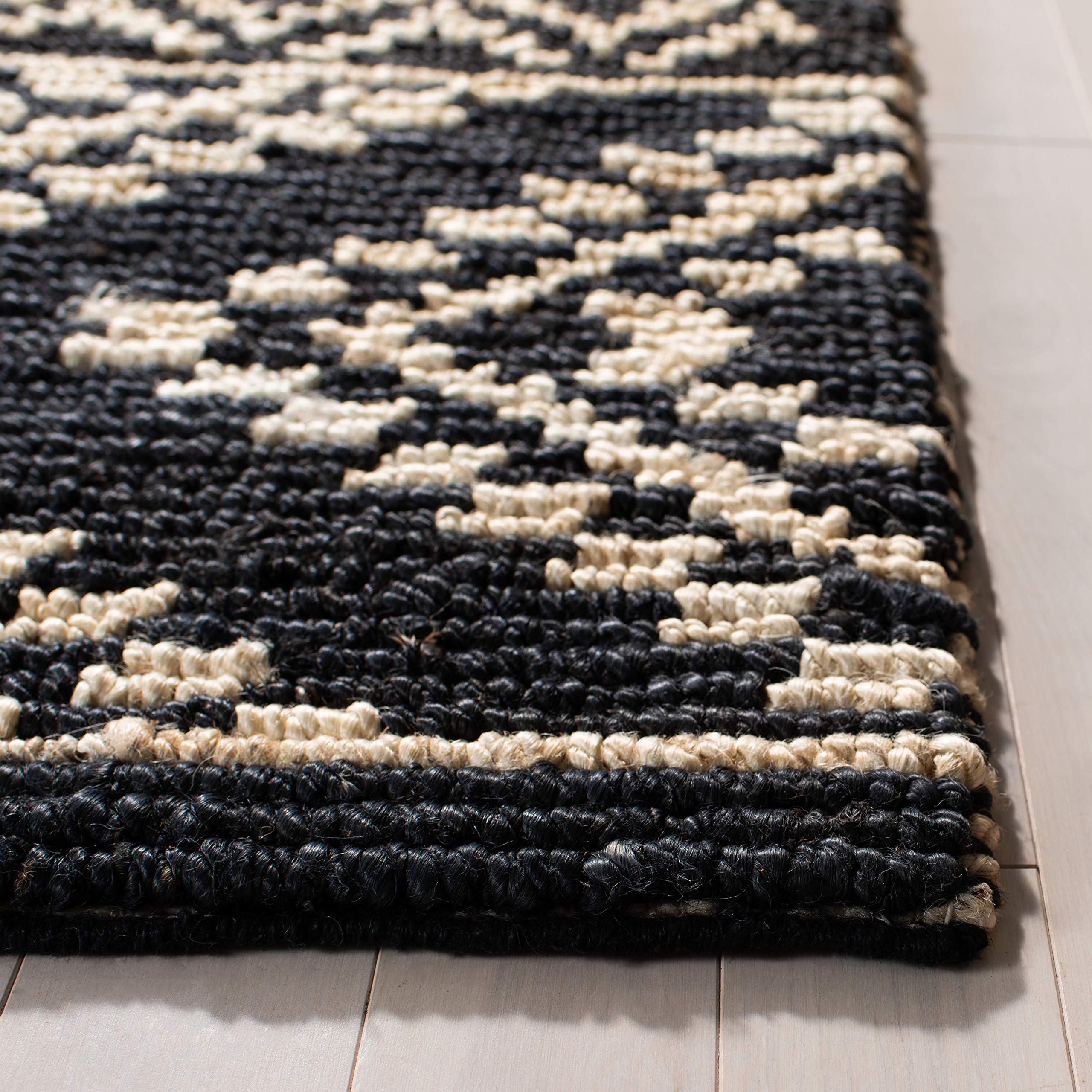 SAFAVIEH Handmade Boho Moroccan Jute Accent Rug - 3' x 5', Black, Natural Fiber Collection, Durable for High Traffic Areas | Perfect for Entryway, Living Room, Bedroom & Boho Home Decor (NF552Z)