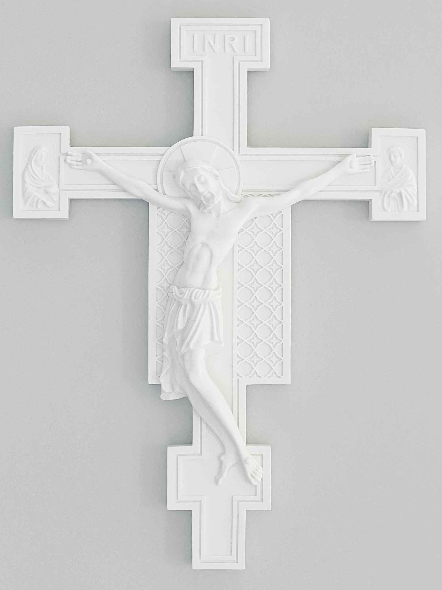 White Florentine Crucifix - Handcrafted Religious Cross Pendant for Necklace - Perfect for Gifts, Baptism, First Communion & Spiritual Jewelry