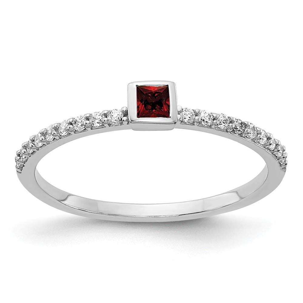14K White Gold Diamond & Garnet January Birthstone Engagement Ring - 0.144 CTTW - Perfect for Proposals, Anniversaries & Valentine's Day Gifts