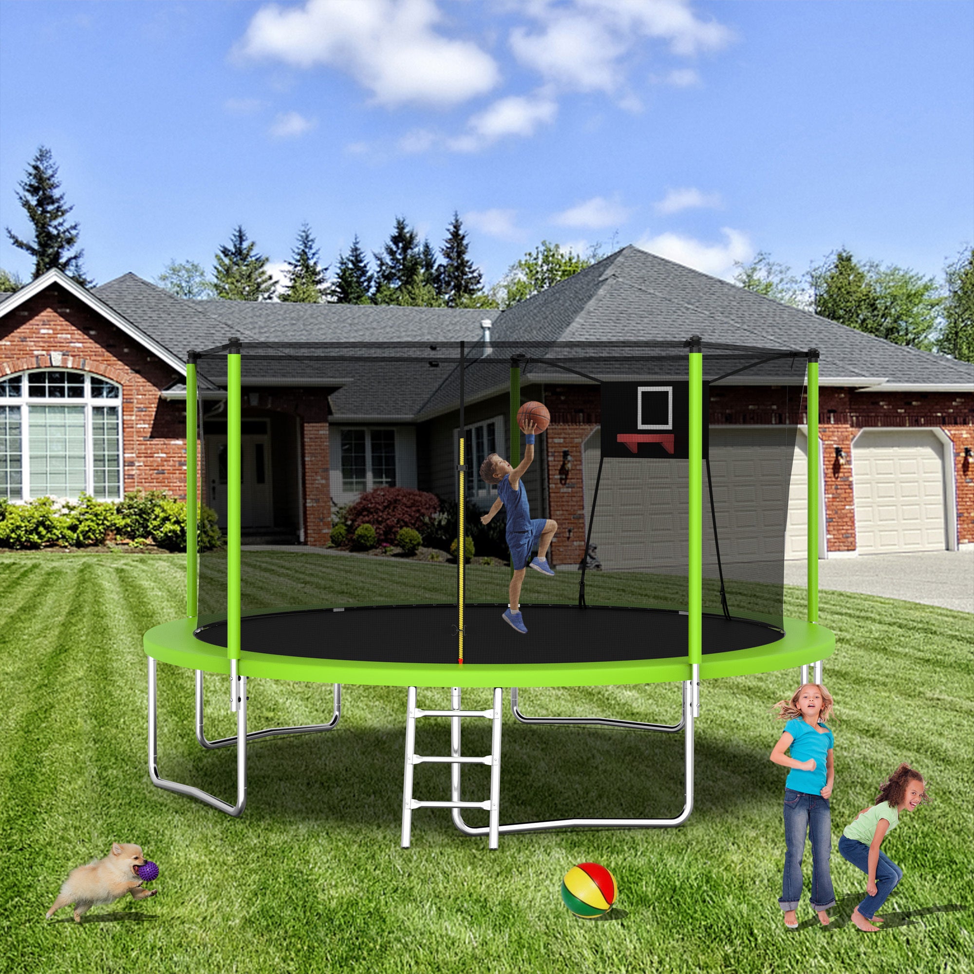 14FT Trampoline with Safety Net for Kids and Adults - Heavy Duty Outdoor Trampoline for Backyard, Garden, and Family Fun - Perfect for Exercise, Play, and Recreation