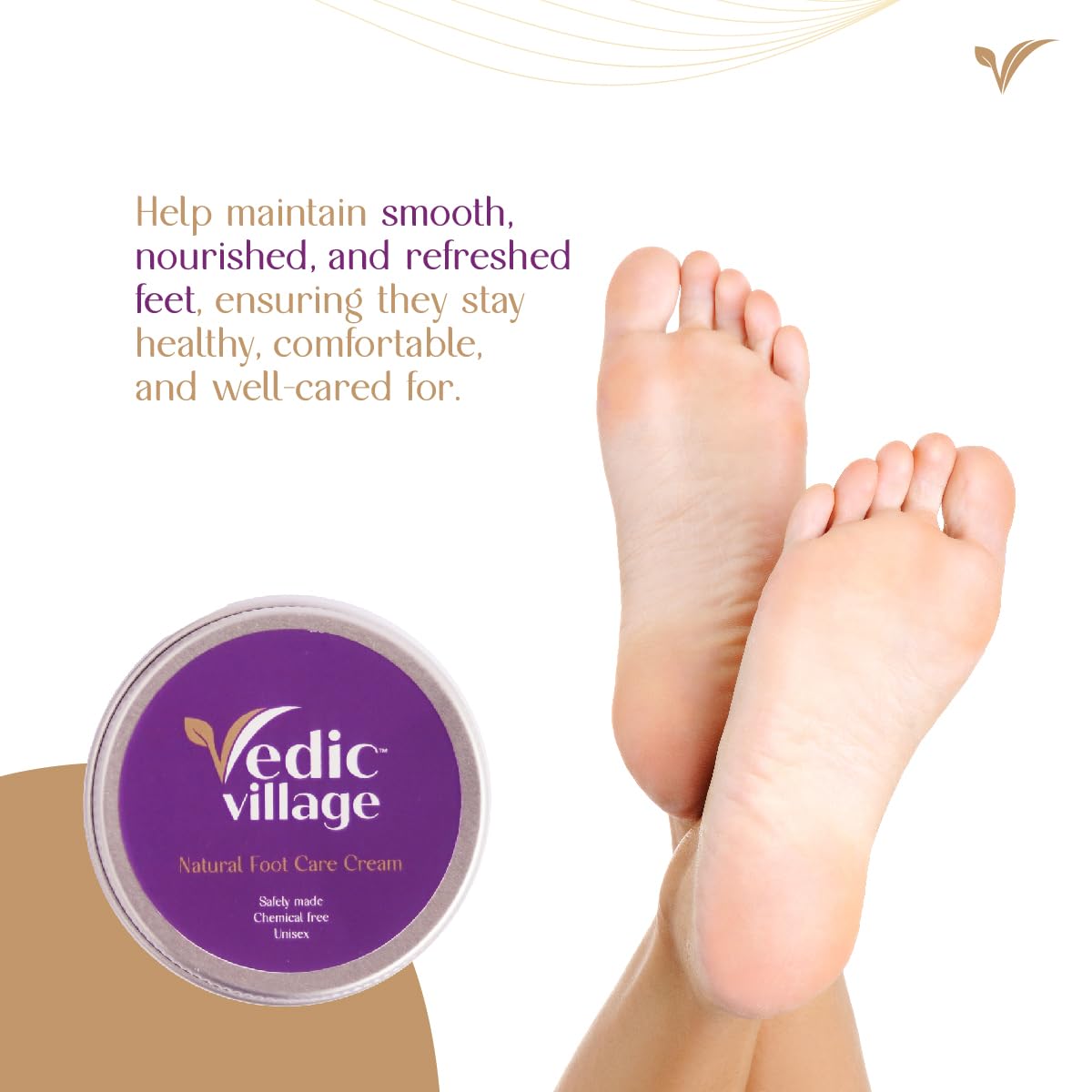 Vedic Village Lemon Lip Balm 10g + Natural Eye Cream 30g + Foot Care Cream 60g - Organic Skincare Set for Dry Lips, Puffy Eyes & Cracked Heels - Perfect for Daily Hydration & Nighttime Routine