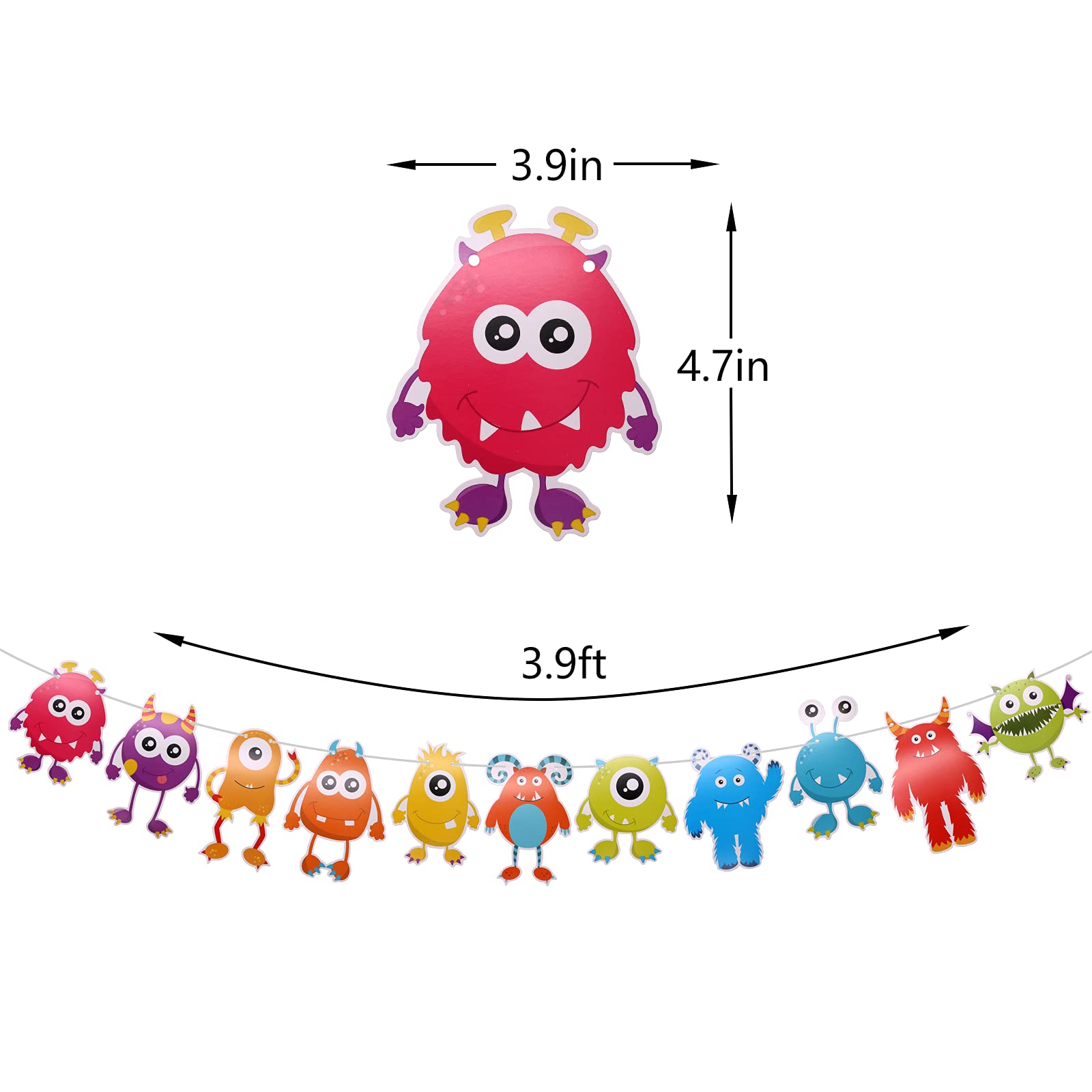 Little Monster Banner - Cute Cartoon Monster Garland for Monster Theme Birthday Party Decorations & Baby Shower Supplies | Perfect for Kids Room Decor, Classroom Parties, and Halloween Decorations