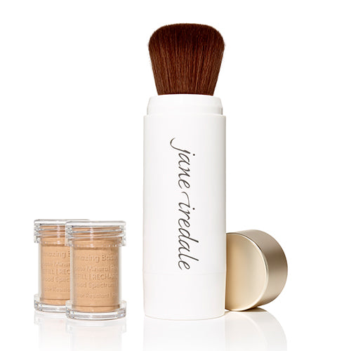 Jane Iredale Amazing Base Refillable Mineral Powder Brush with SPF 20/15 - Buildable Coverage for Flawless Makeup Application, Perfect for On-the-Go Touch Ups & Daily Sun Protection